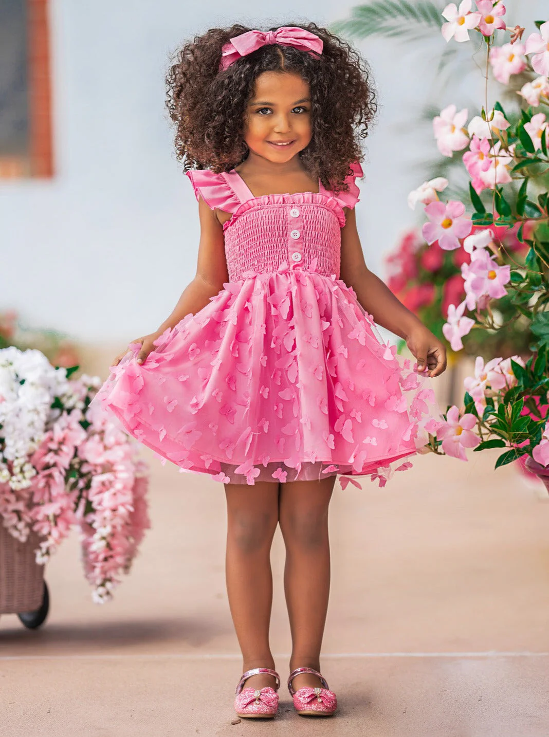 Butterfly Kisses Pink Smocked Dress - Image 5