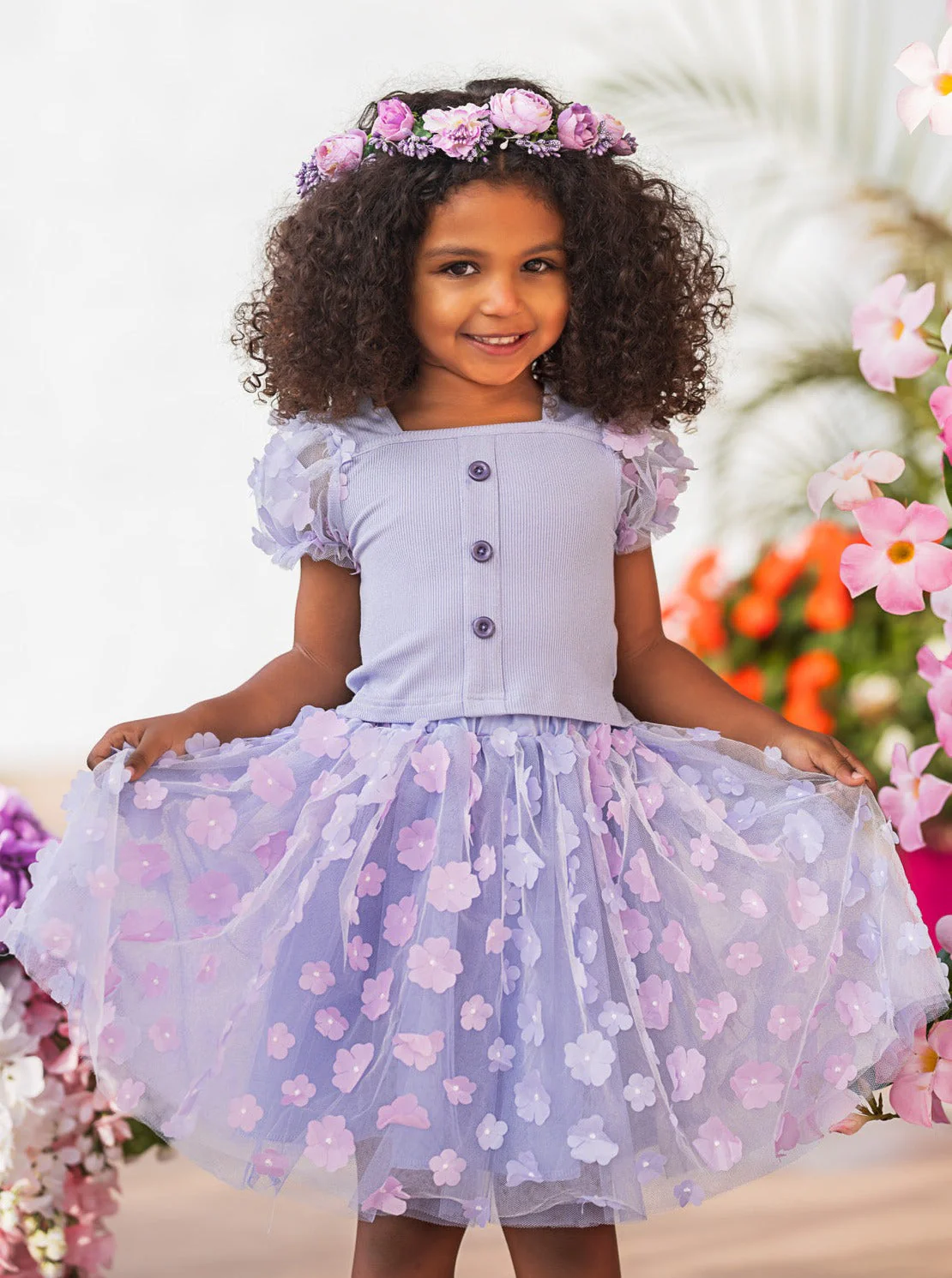 Pastel Blooms Floral Tulle Skirt Set - Image 2
