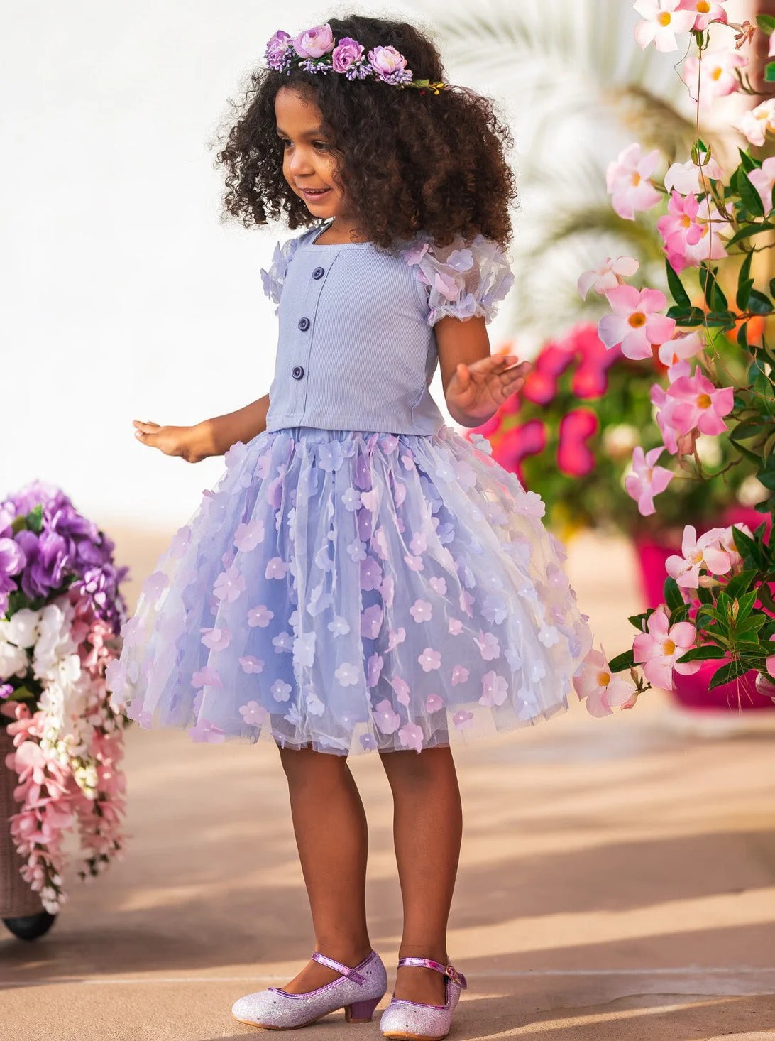Pastel Blooms Floral Tulle Skirt Set - Image 5
