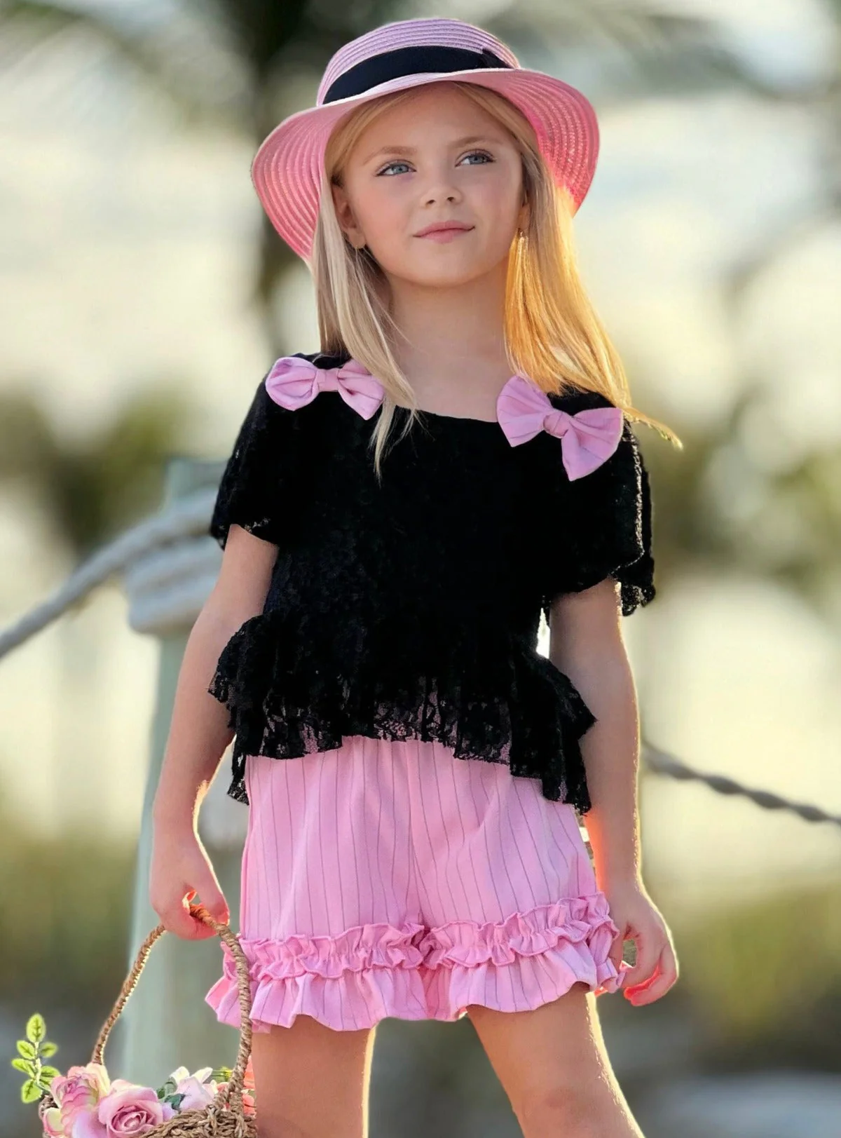 Springtime Best Lace Top and Ruffle Short Set - Image 2