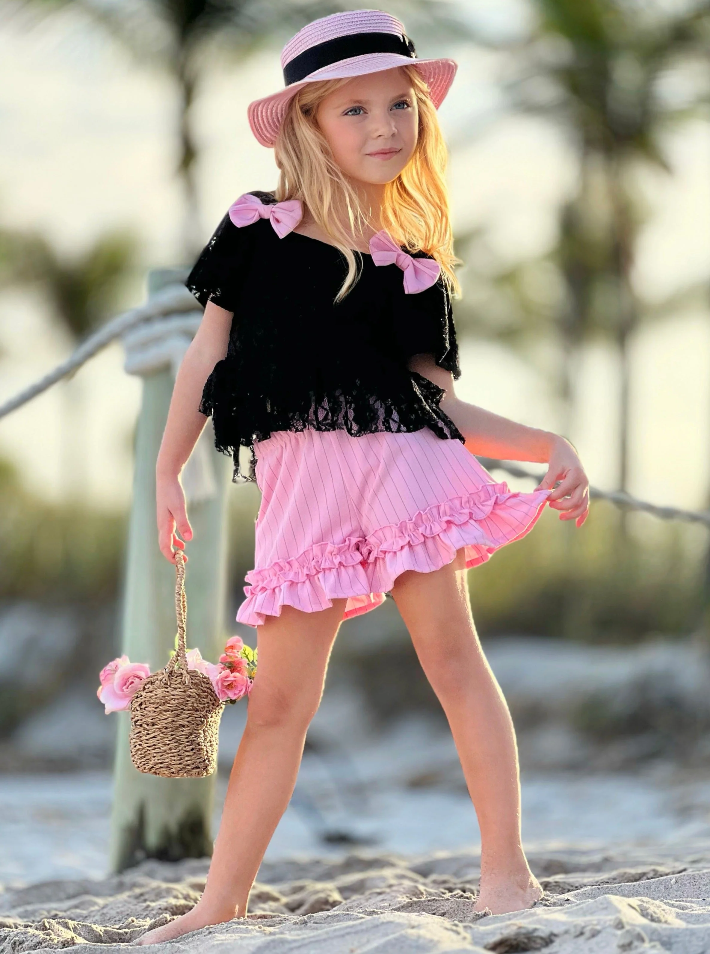 Springtime Best Lace Top and Ruffle Short Set - Image 3
