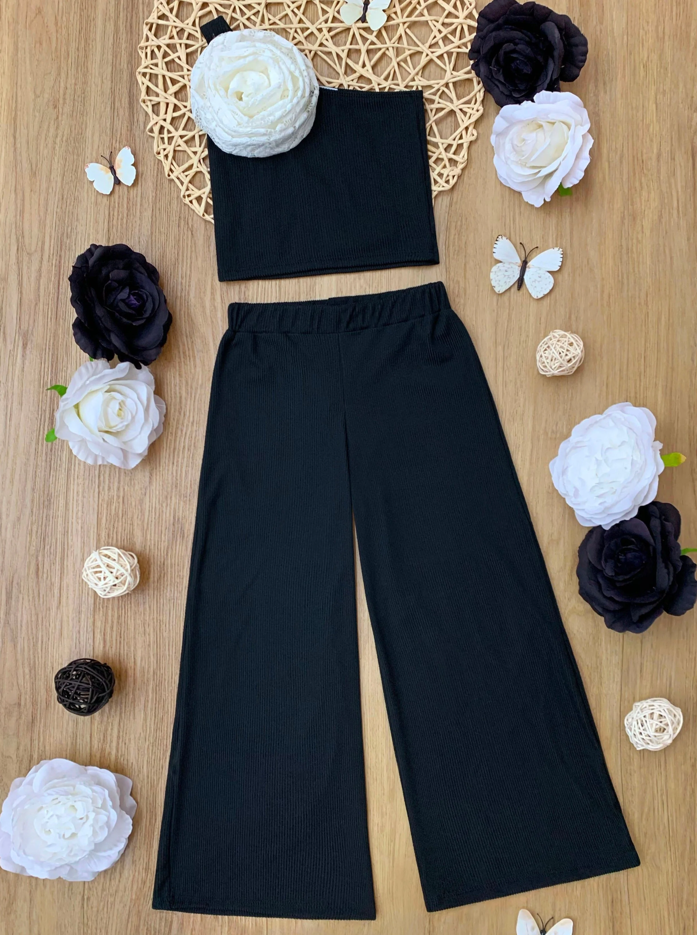Bloom With Elegance One Shoulder Top and Palazzo Pants Set - Image 5