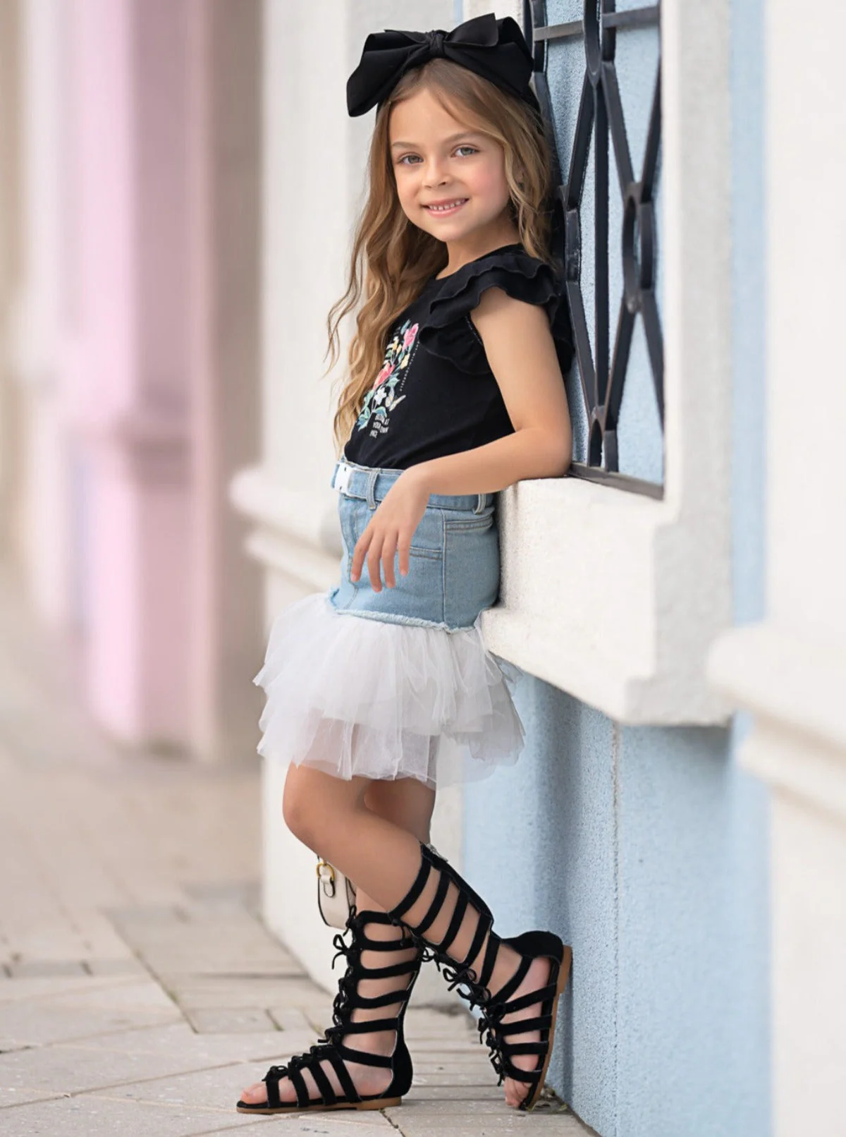 Nature Couture Denim Tulle Skirt Set - Image 2