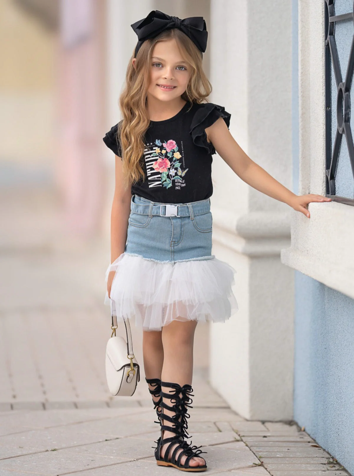 Nature Couture Denim Tulle Skirt Set - Image 3