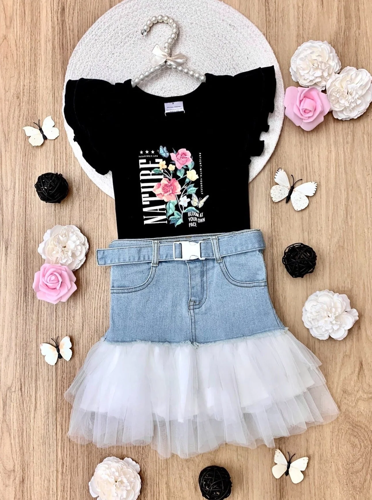 Nature Couture Denim Tulle Skirt Set - Image 5