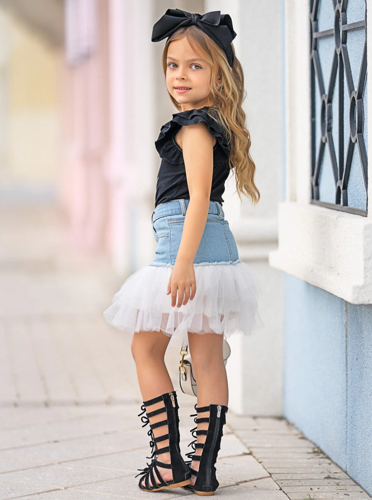 Nature Couture Denim Tulle Skirt Set - Image 6