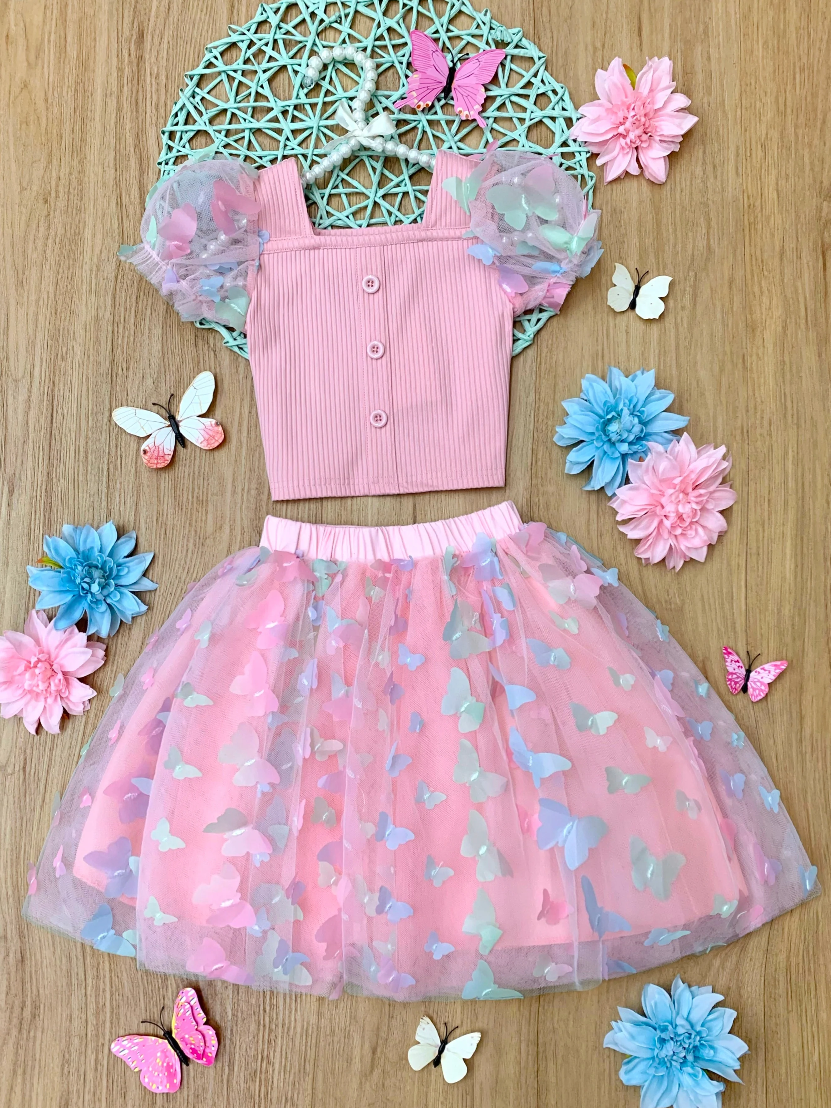Dream Of Spring Butterfly Tulle Skirt Set - Image 4