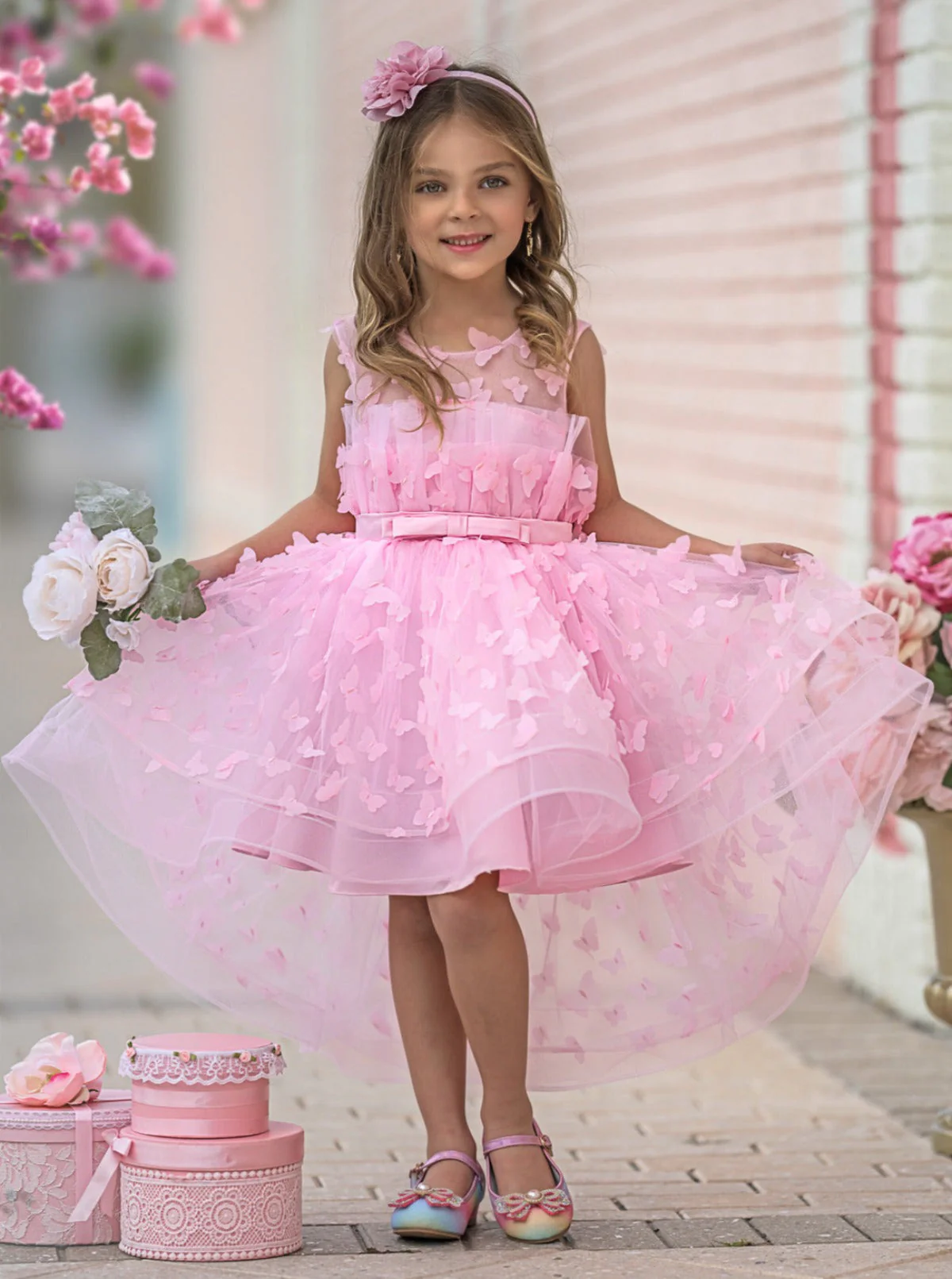 Dreaming With Fairies Pink Butterfly Tulle Dress - Image 3