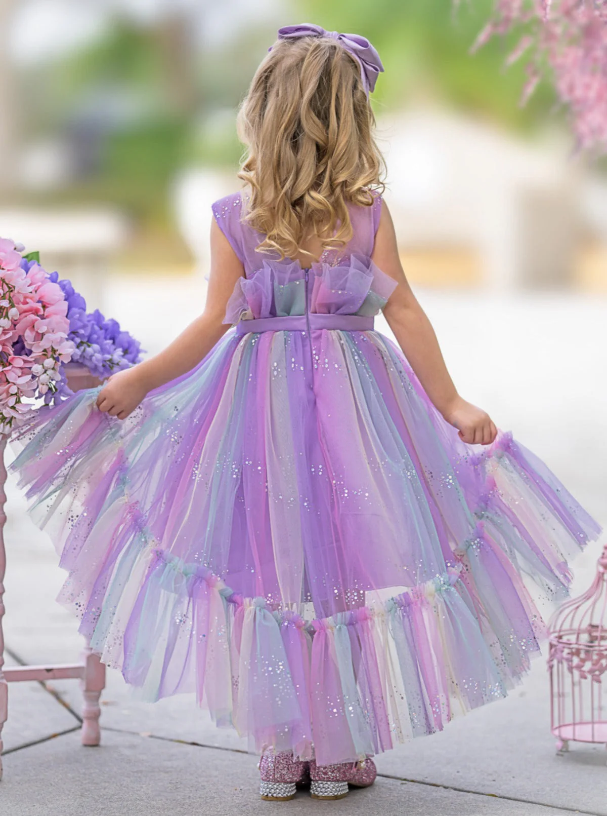 Stunning Star Ombré Lilac Party Dress - Image 3