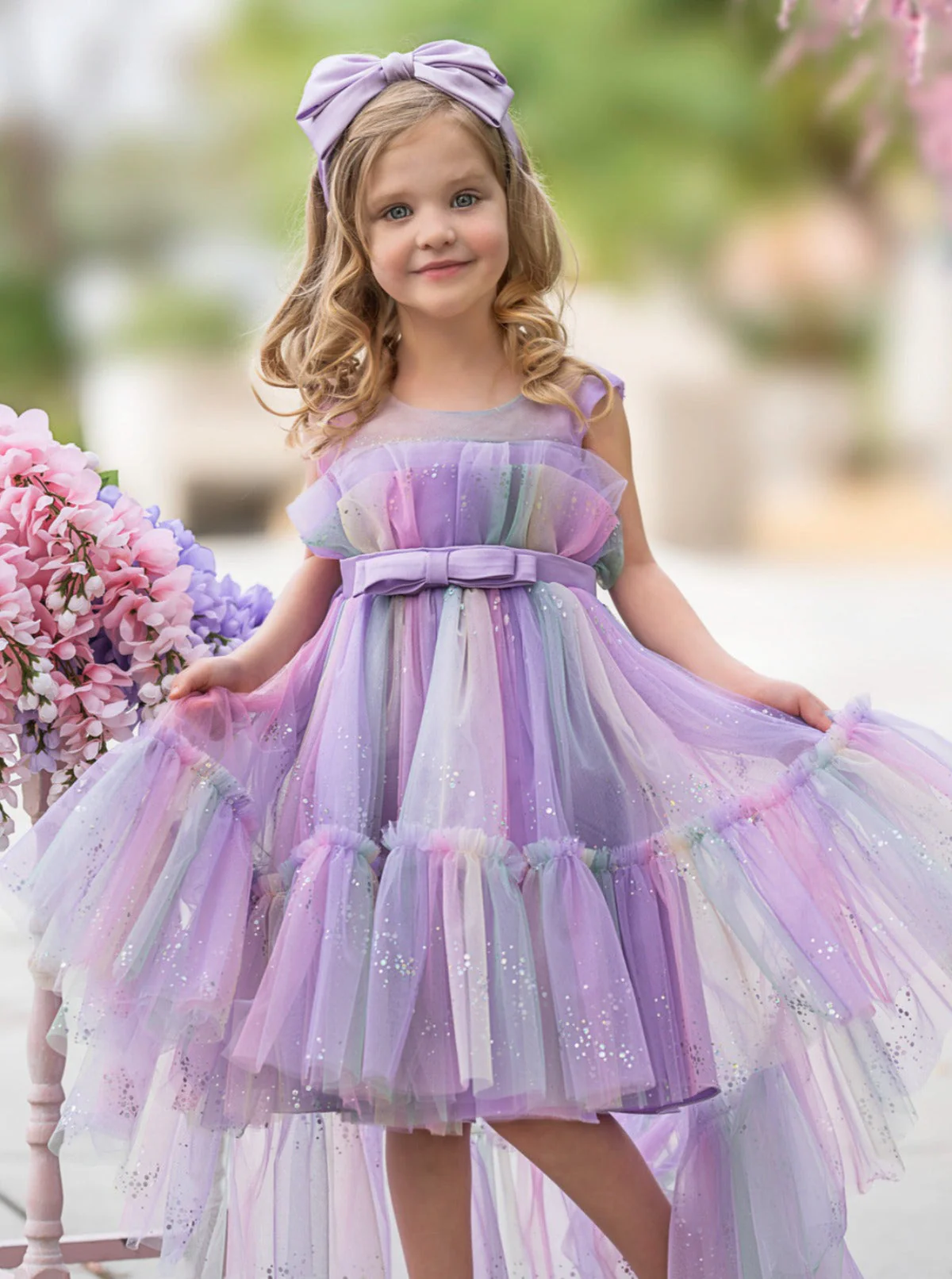 Stunning Star Ombré Lilac Party Dress - Image 4