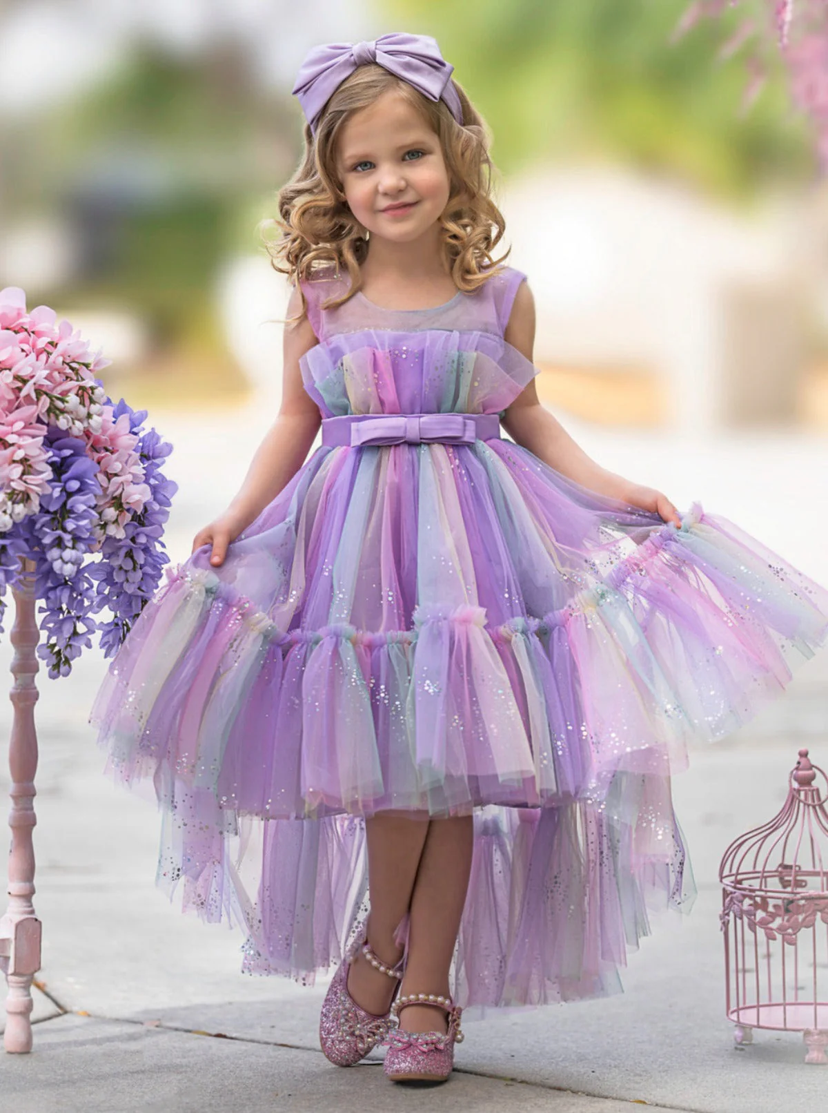 Stunning Star Ombré Lilac Party Dress - Image 5