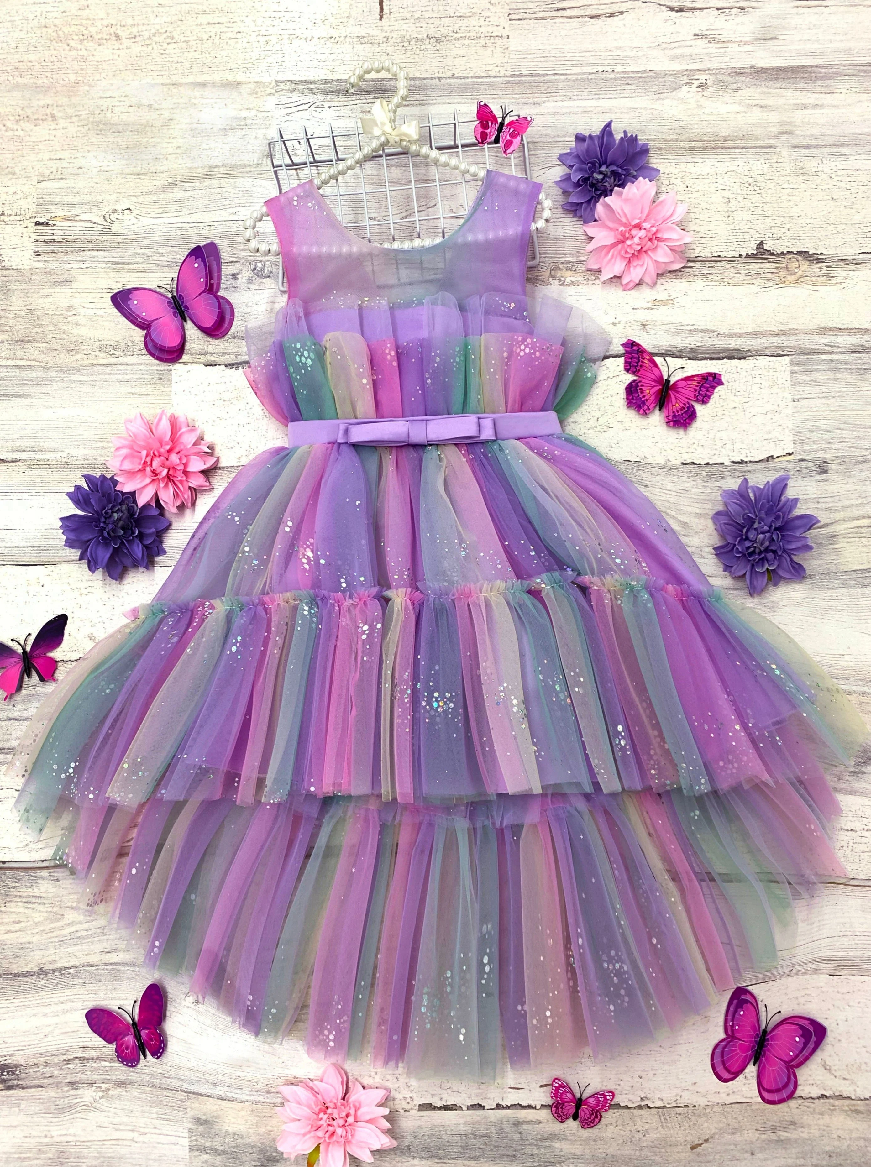 Stunning Star Ombré Lilac Party Dress - Image 6