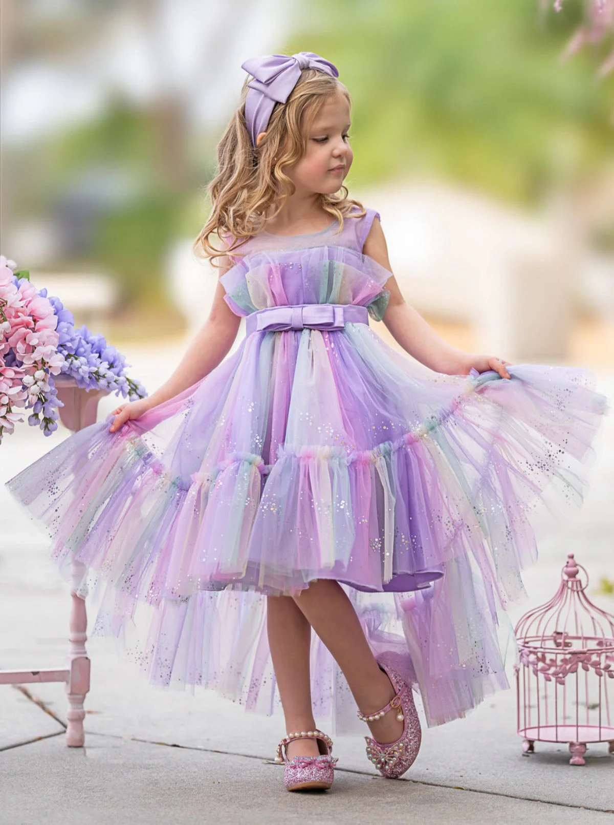 Stunning Star Ombré Lilac Party Dress - Image 7