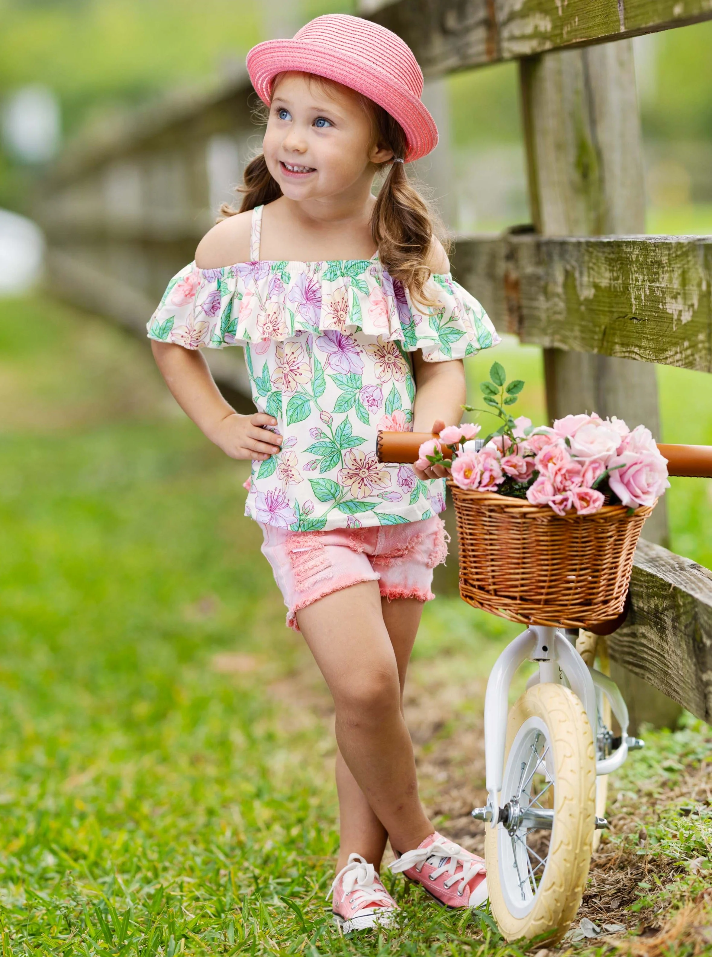 Blossom Dream Ombre Denim Shorts Set - Image 5