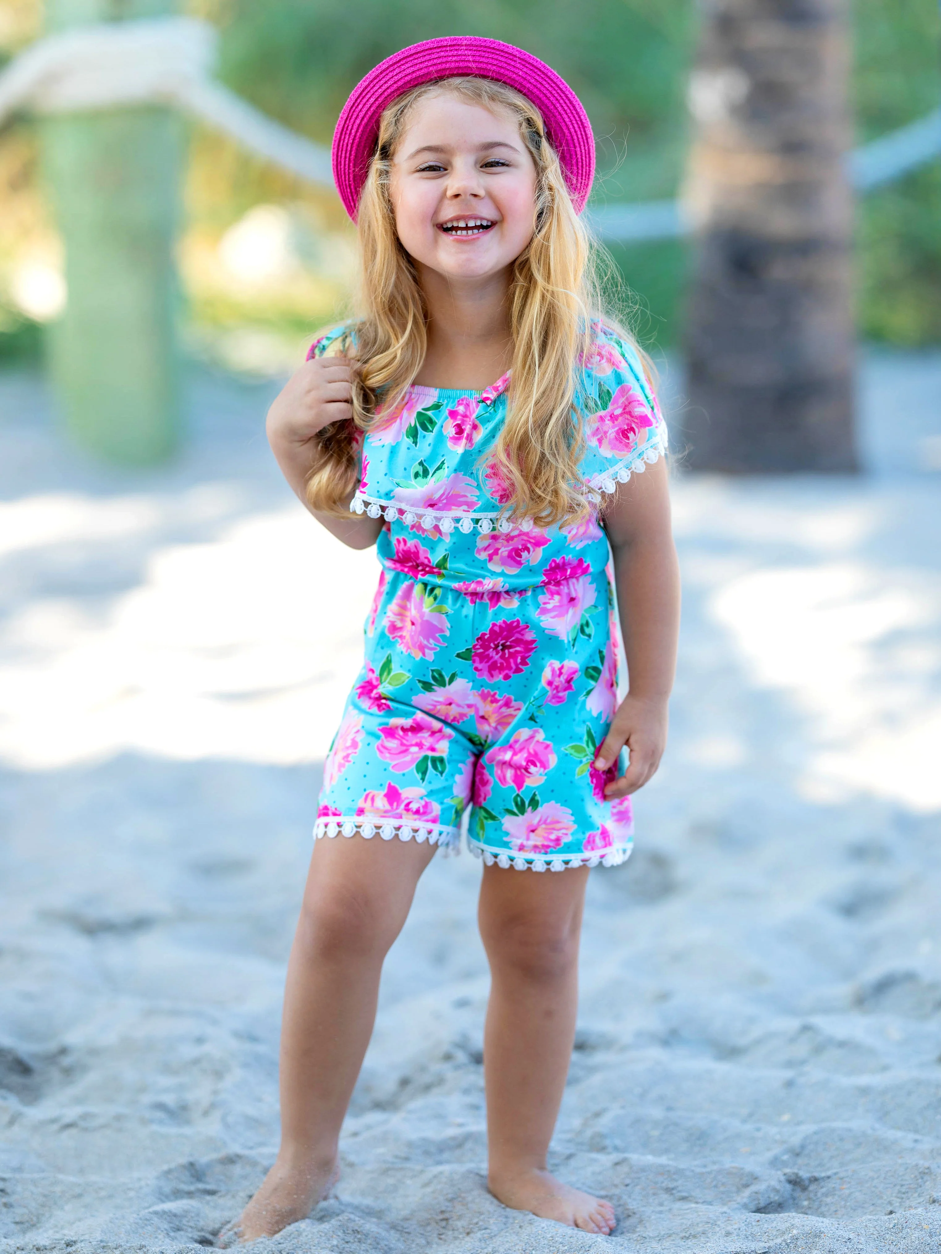 You Da Pom Floral Tassel Trim Romper - Image 6