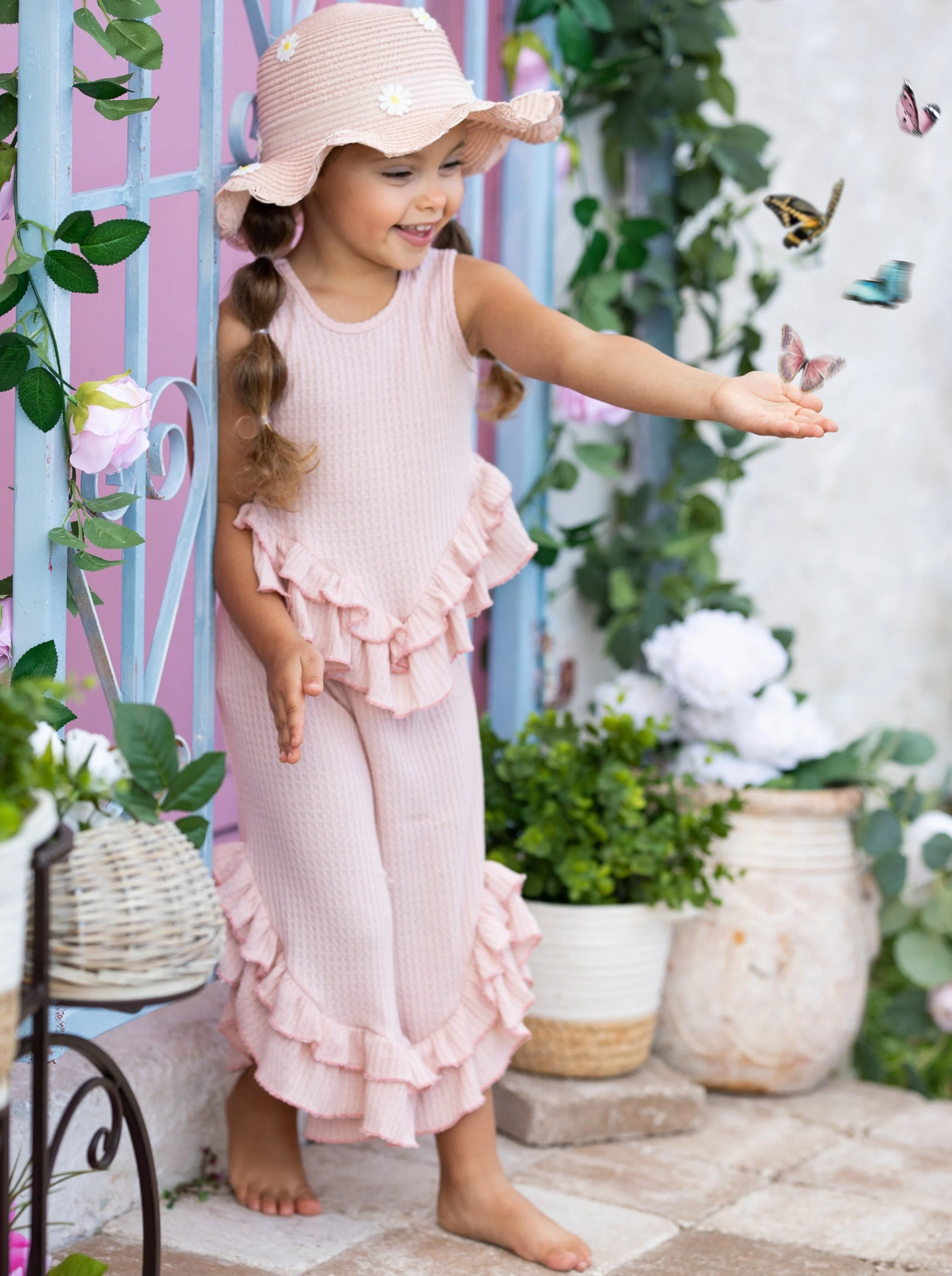 Springtime Fun Pastel Ruffle Pants Set - Image 3