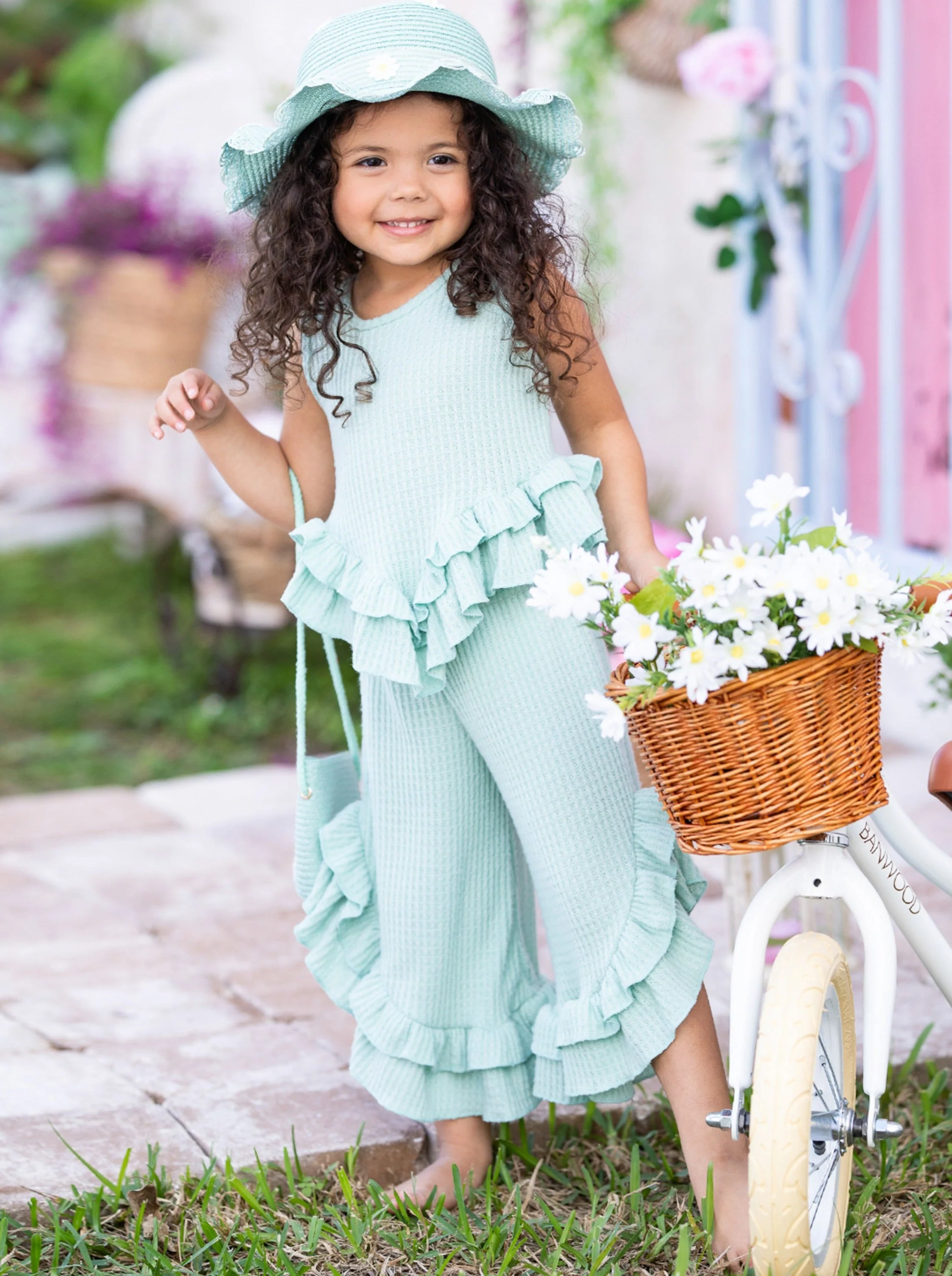Springtime Fun Pastel Ruffle Pants Set - Image 7