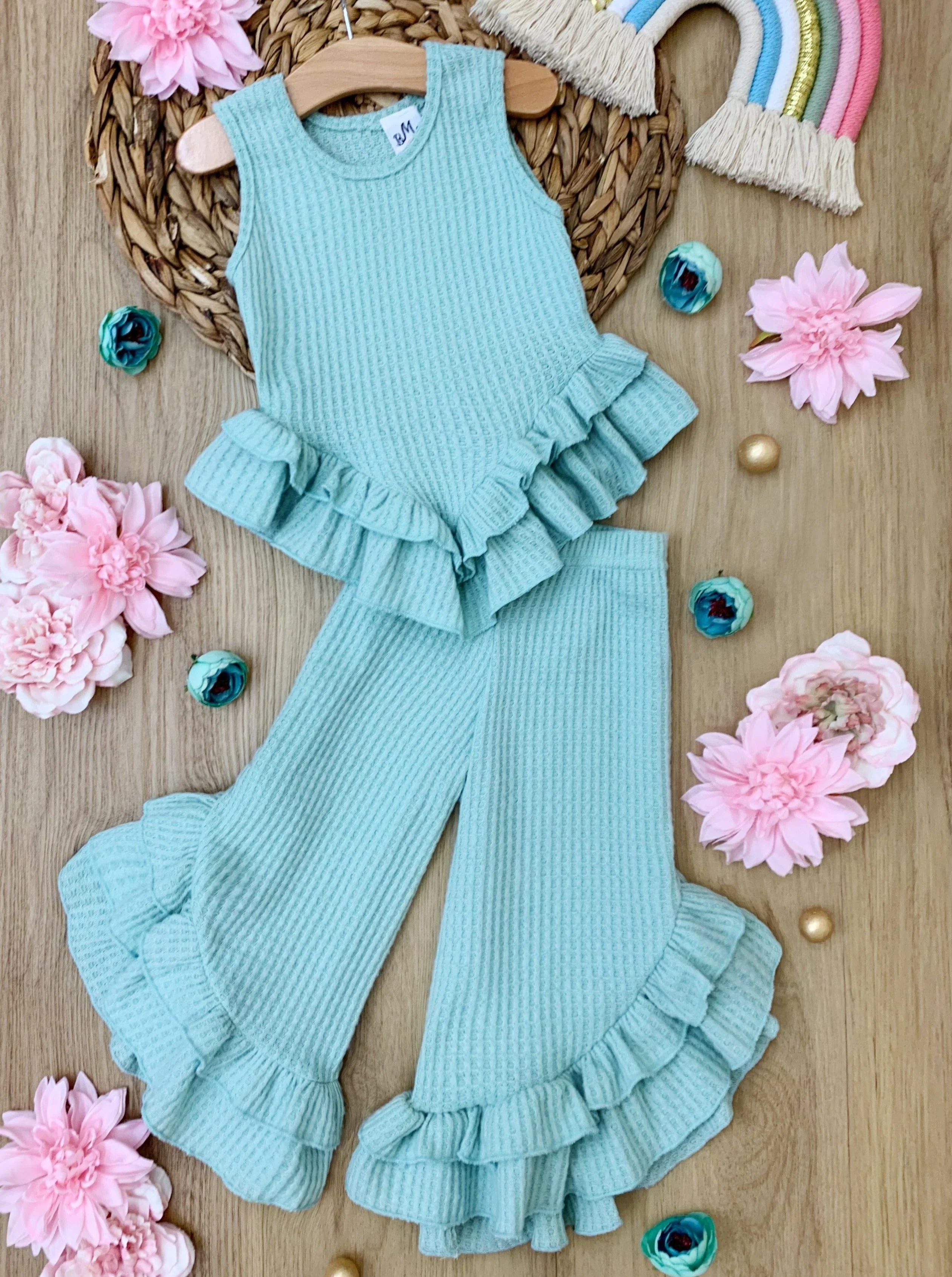 Springtime Fun Pastel Ruffle Pants Set - Image 9