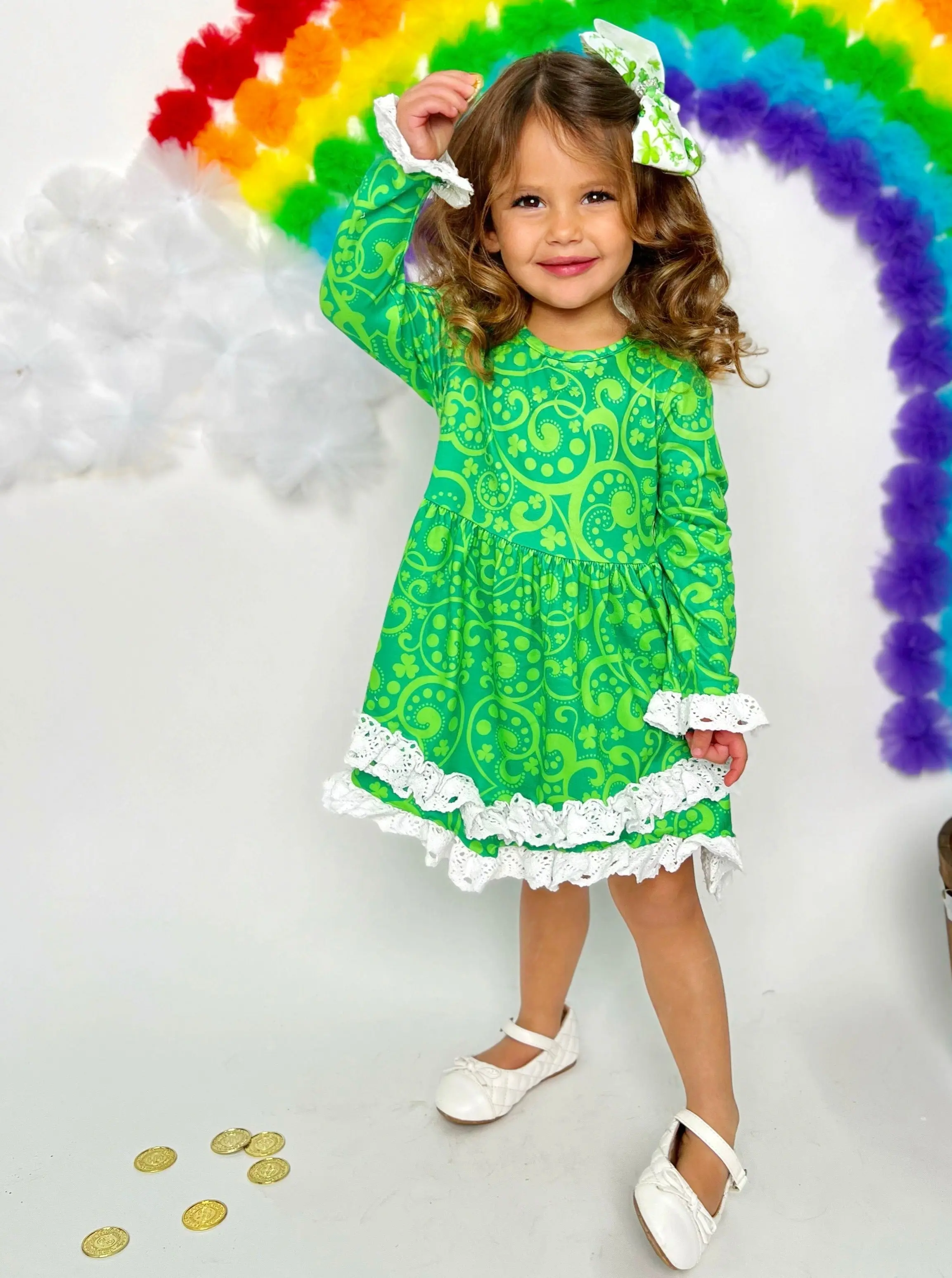 St. Patty Paisley Crochet Hem Dress - Image 3