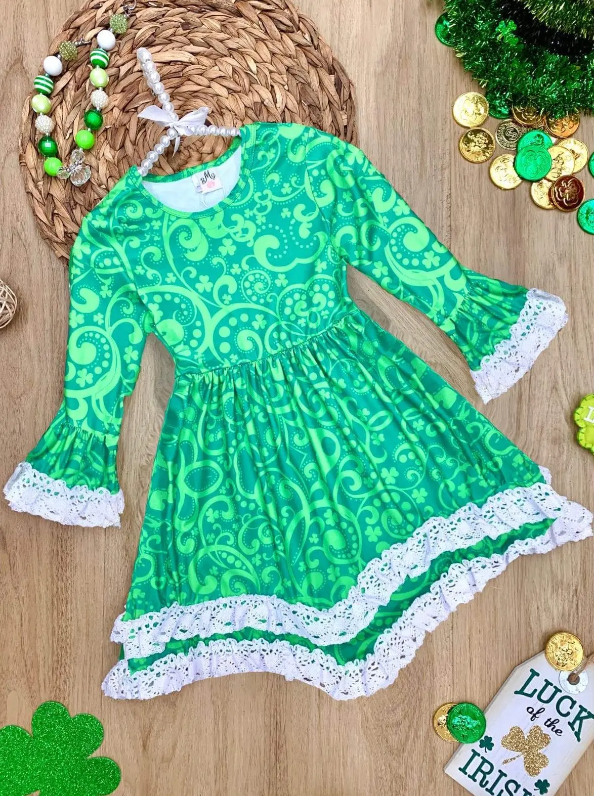 St. Patty Paisley Crochet Hem Dress - Image 4