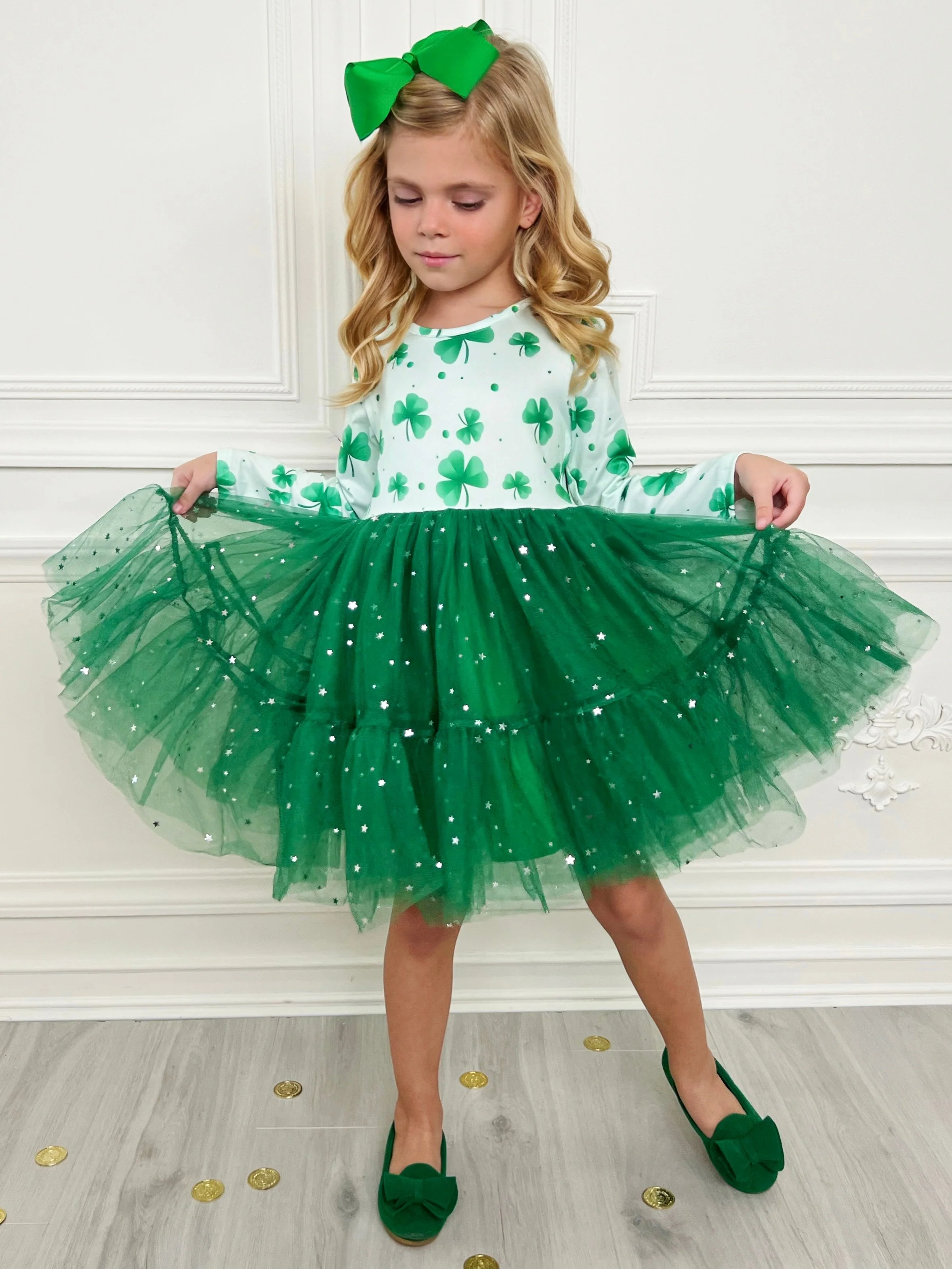 My Lucky Girl Clover Print Tutu Dress - Image 2