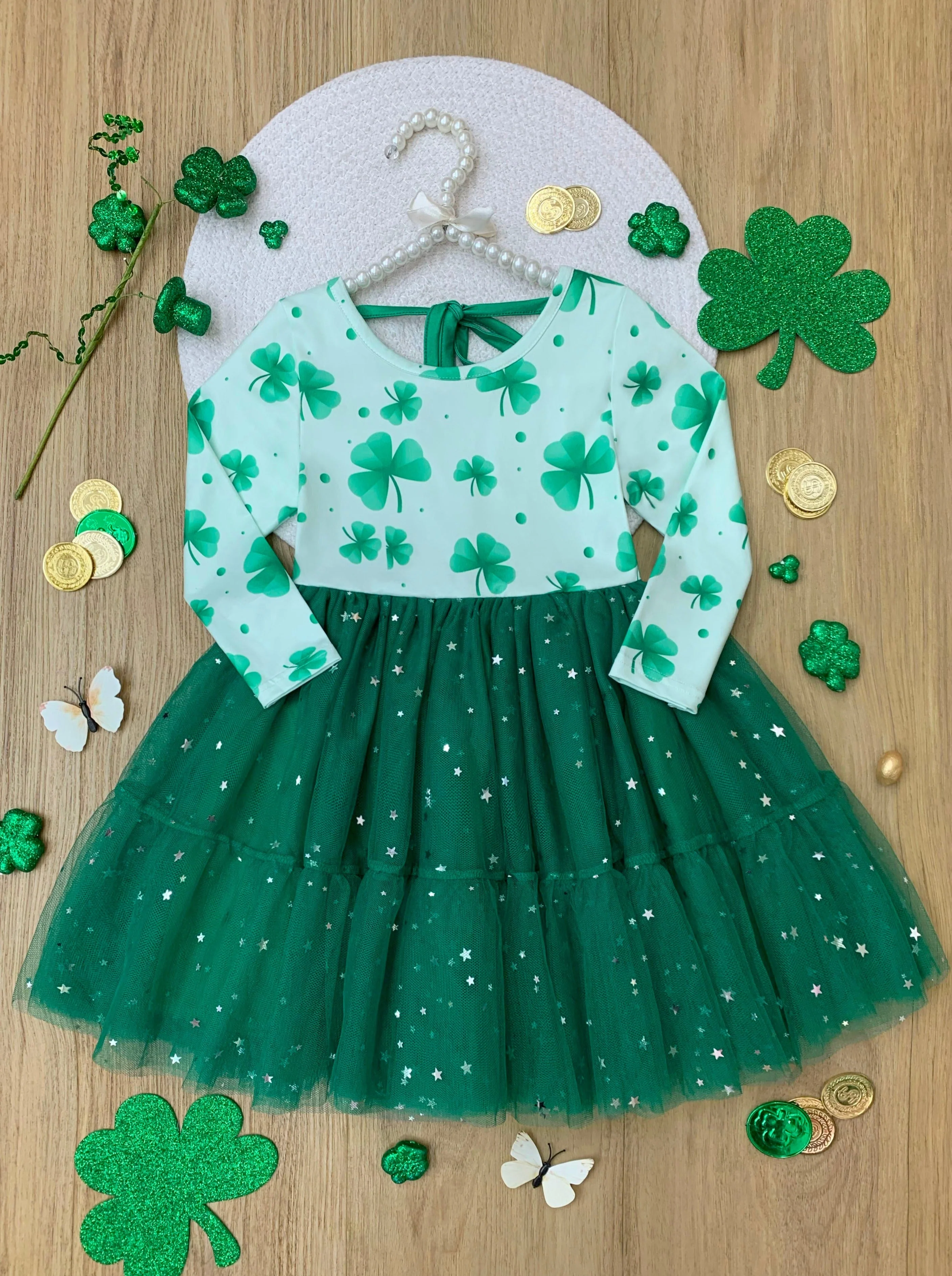 My Lucky Girl Clover Print Tutu Dress - Image 4