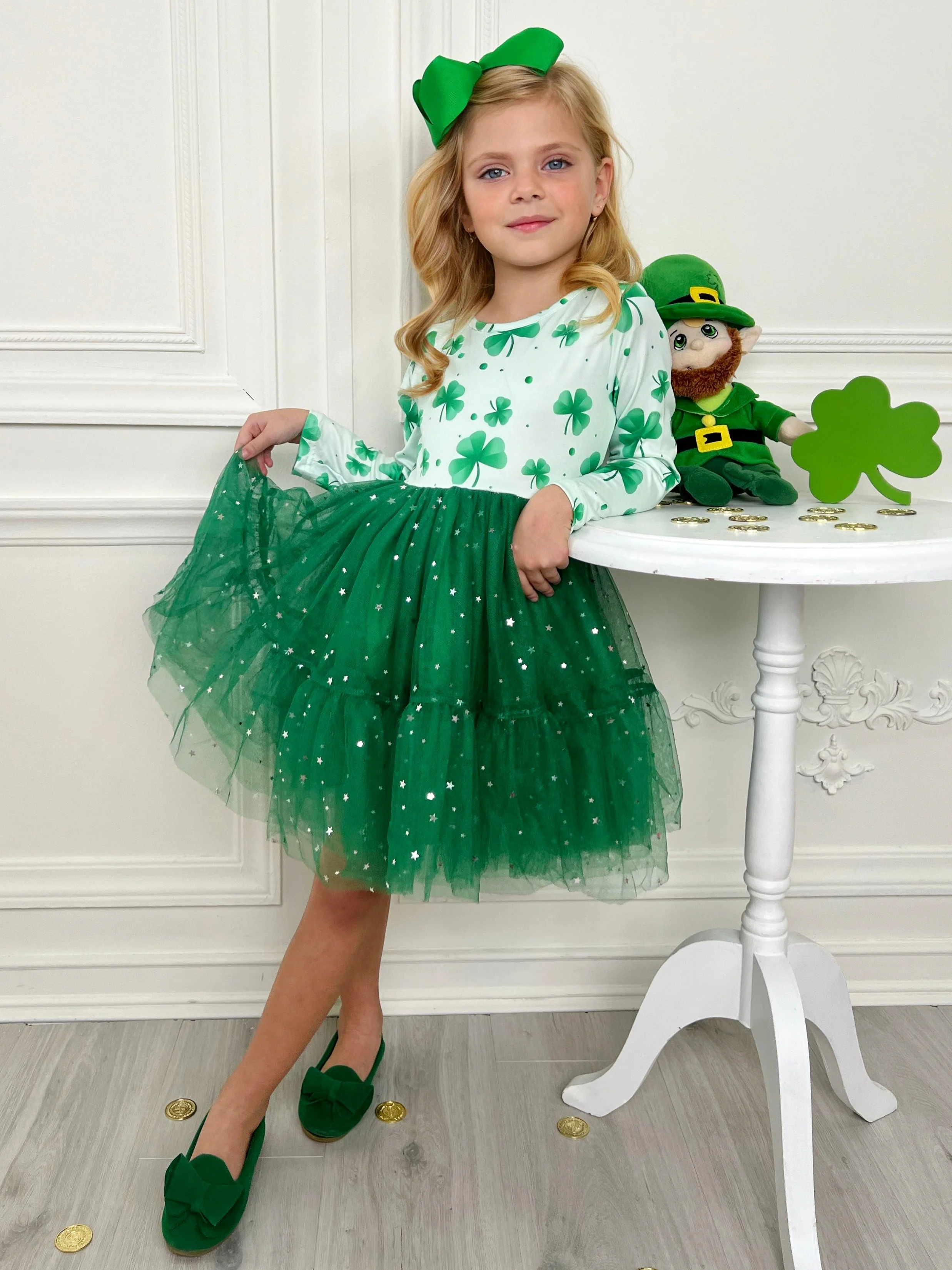 My Lucky Girl Clover Print Tutu Dress - Image 5