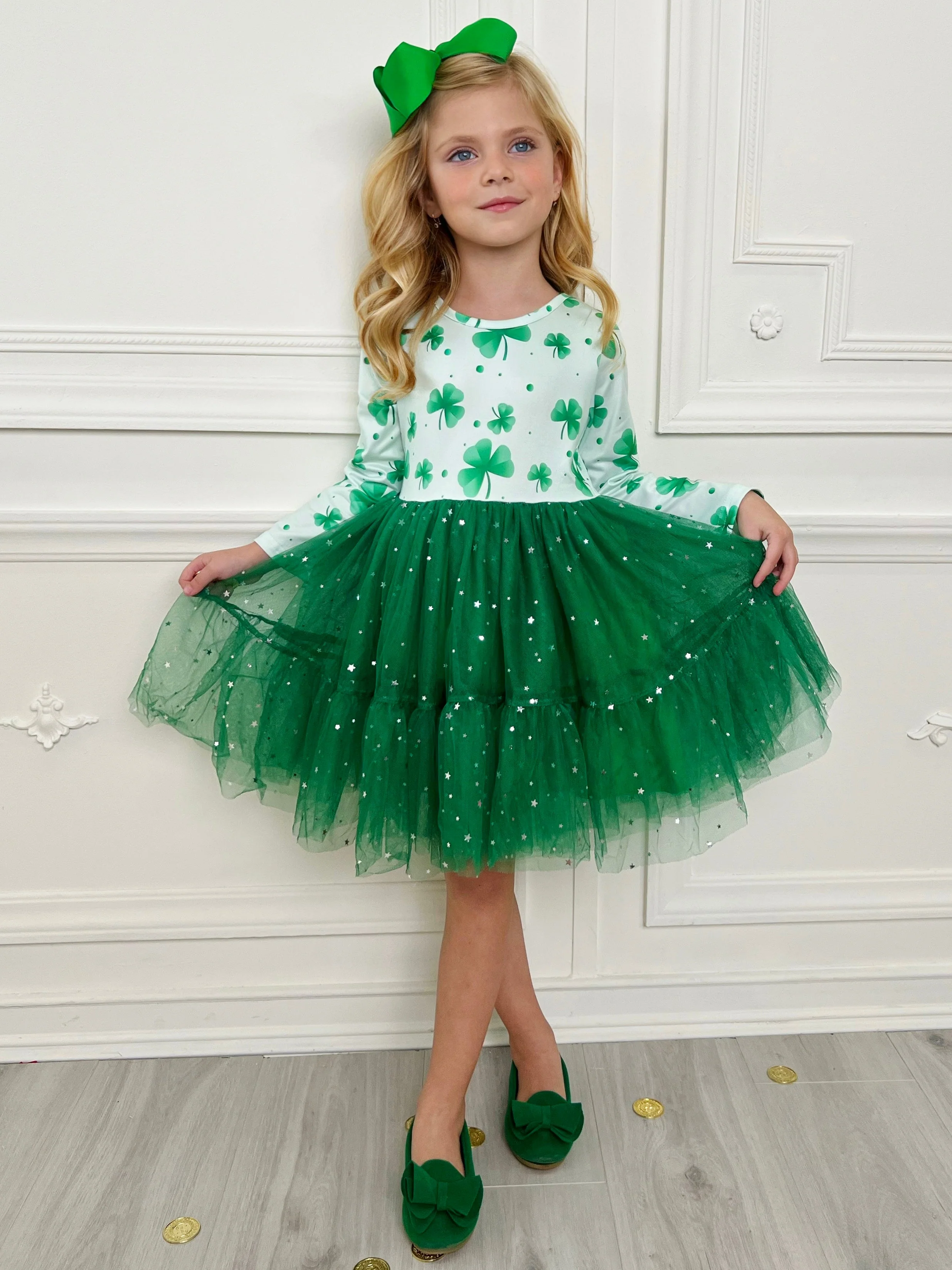 My Lucky Girl Clover Print Tutu Dress - Image 6