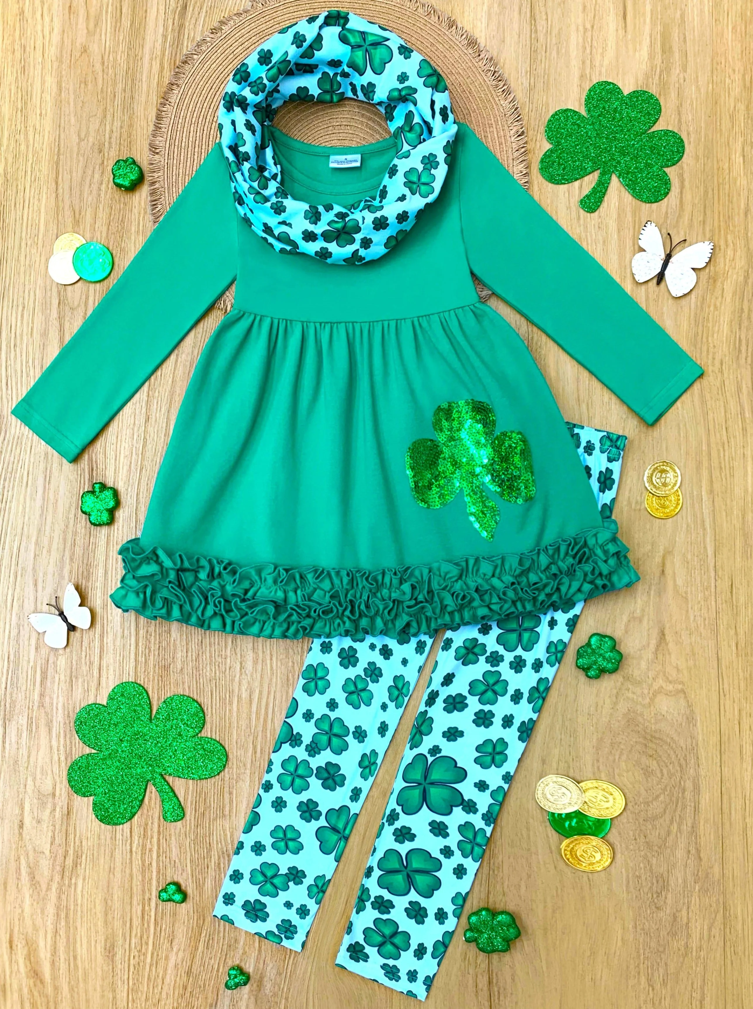 St. Paddy's Lucky Ruffle Tunic 3 Piece Set - Image 4