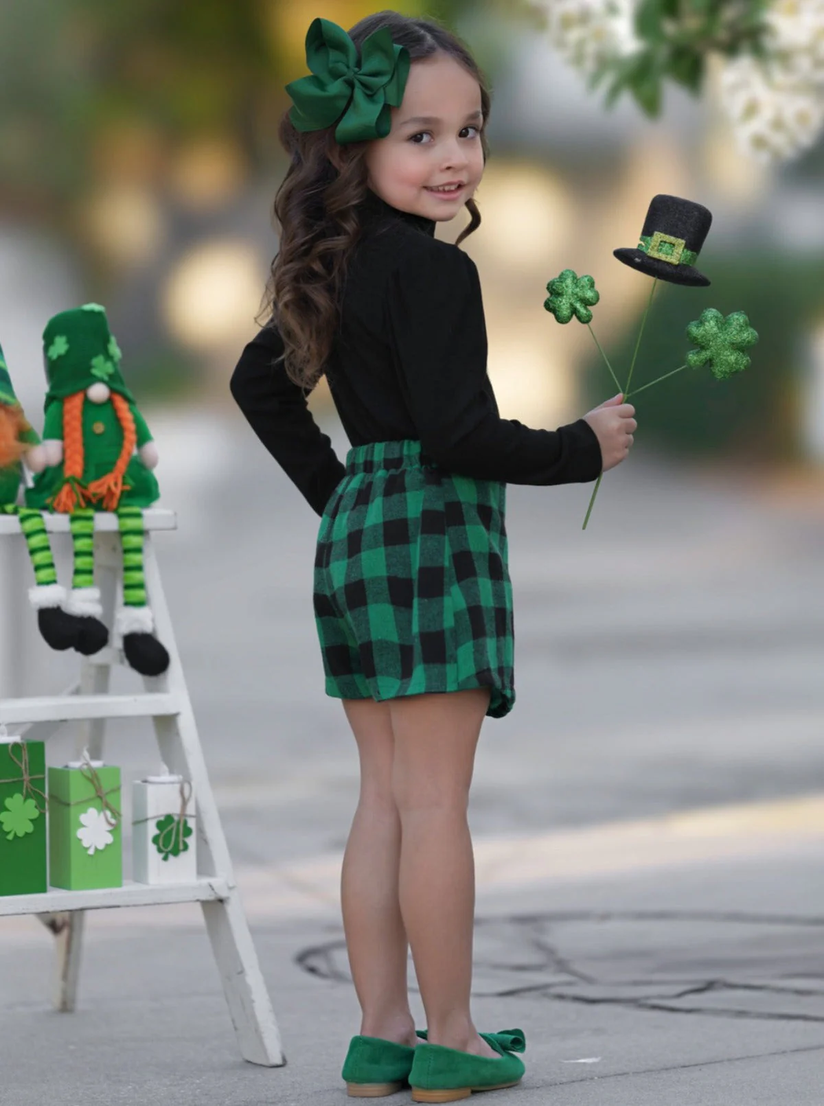 Green Parade Clover Plaid Skort Set - Image 7