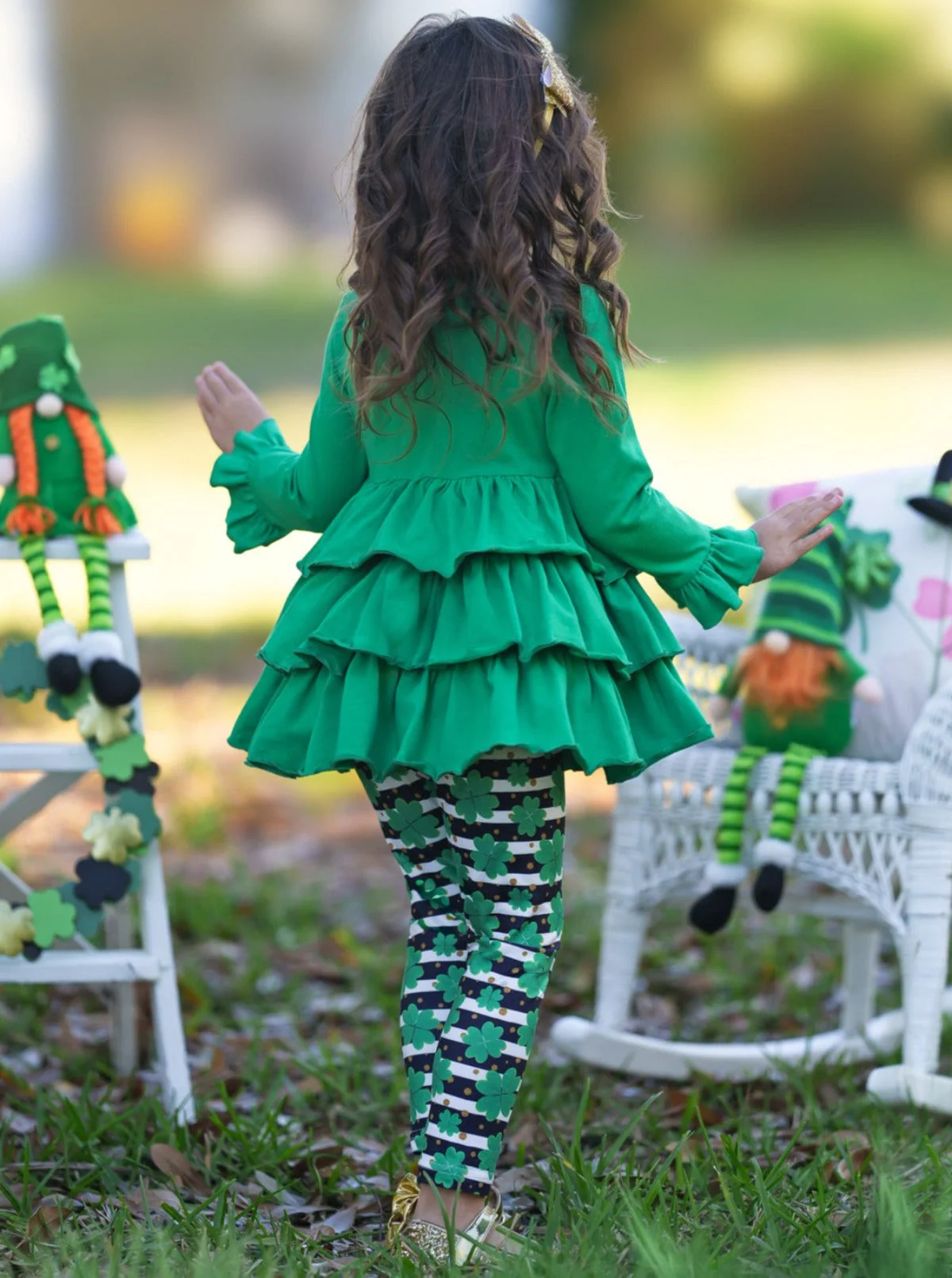 Playful St. Paddy Striped Clover Legging Set - Image 4