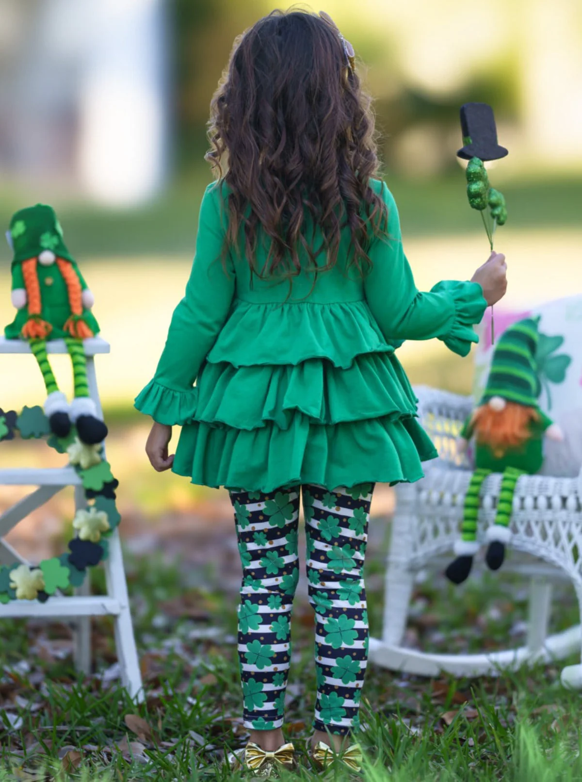 Playful St. Paddy Striped Clover Legging Set - Image 7
