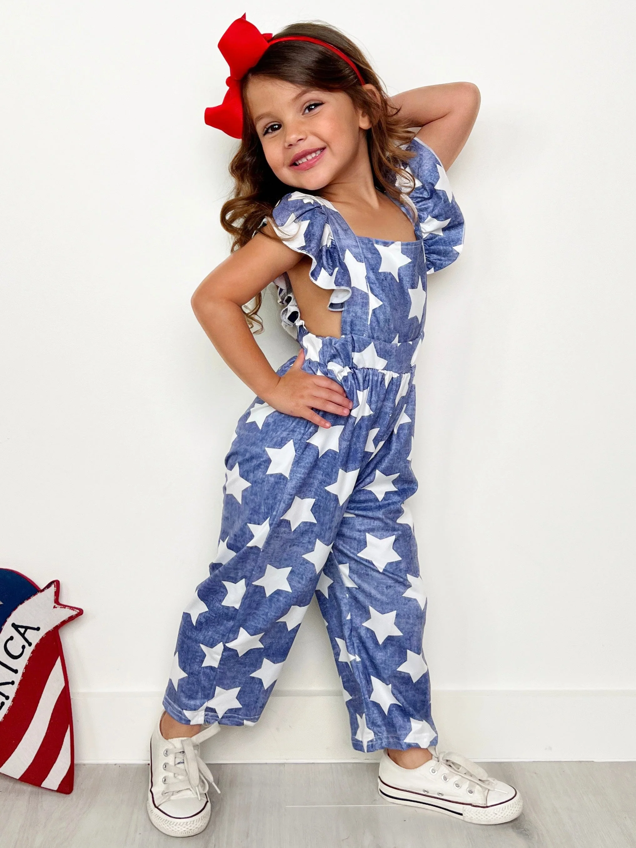 Star Spangled Sass Ruffle Shoulder Jumpsuit - Image 2