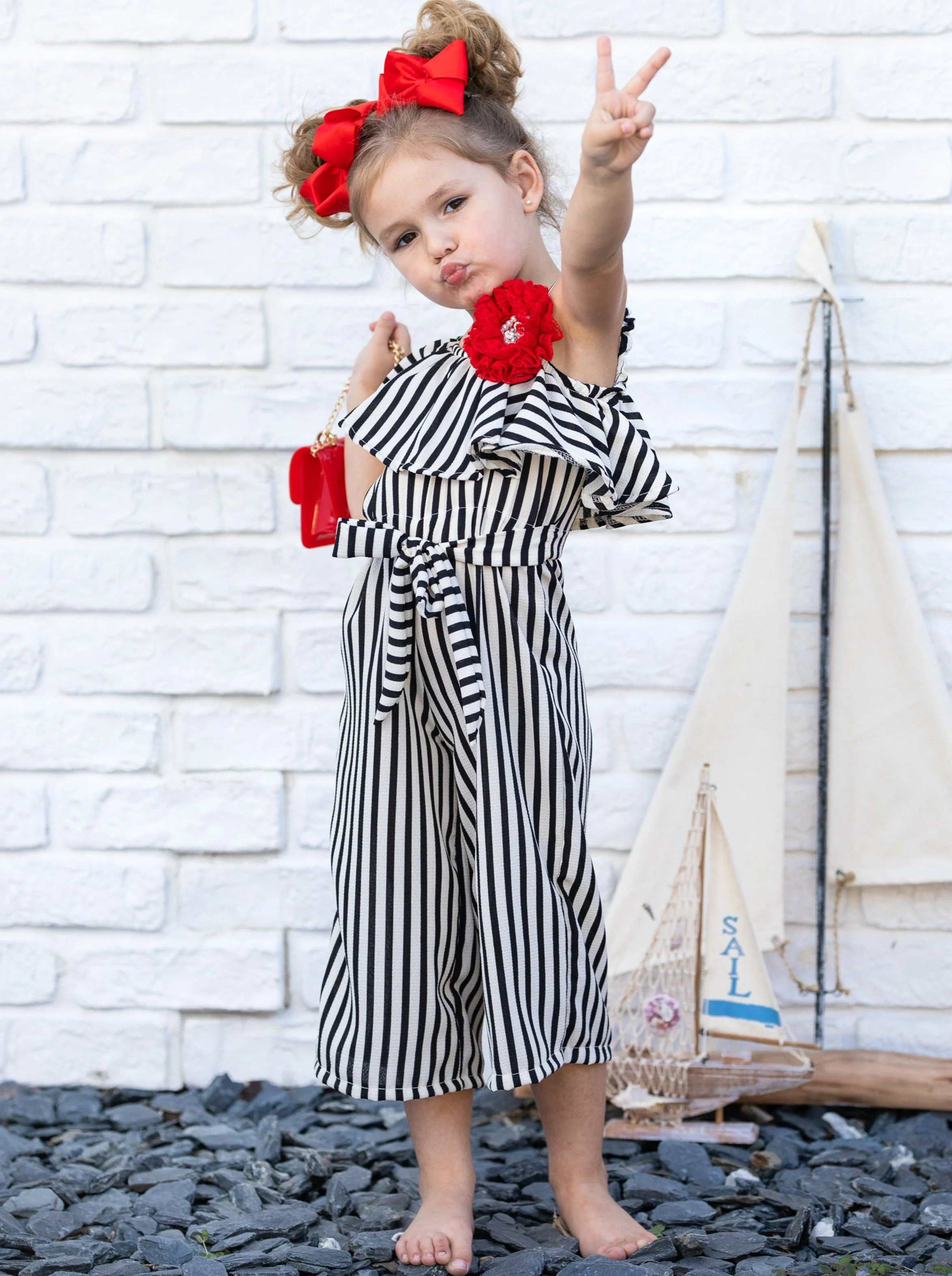 Stripe Obsessed Ruffle Bib Jumpsuit - Image 4