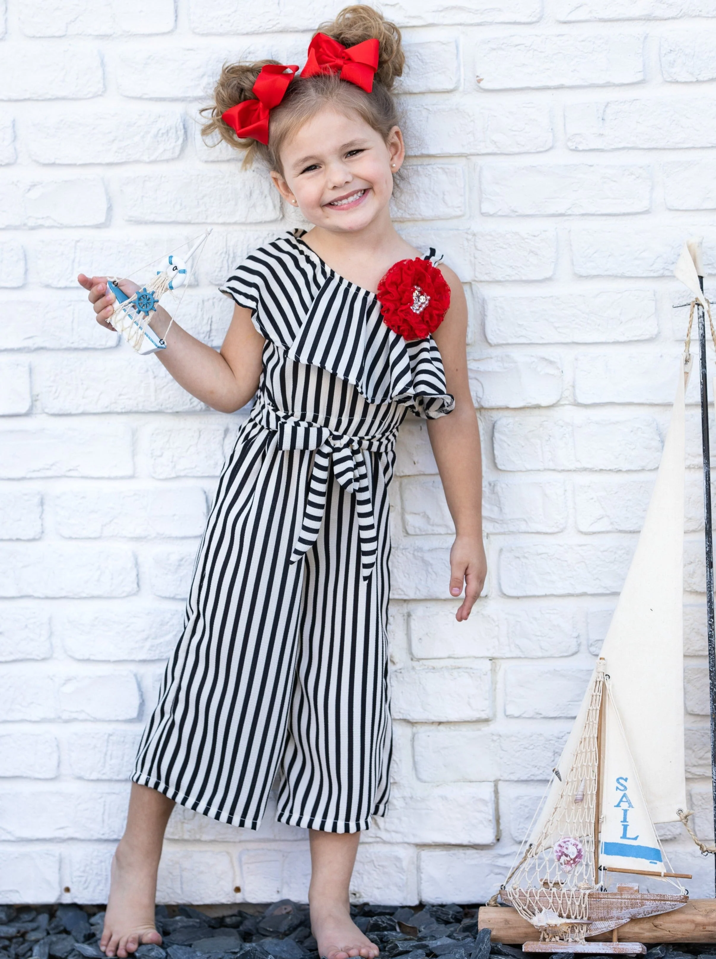 Stripe Obsessed Ruffle Bib Jumpsuit - Image 5