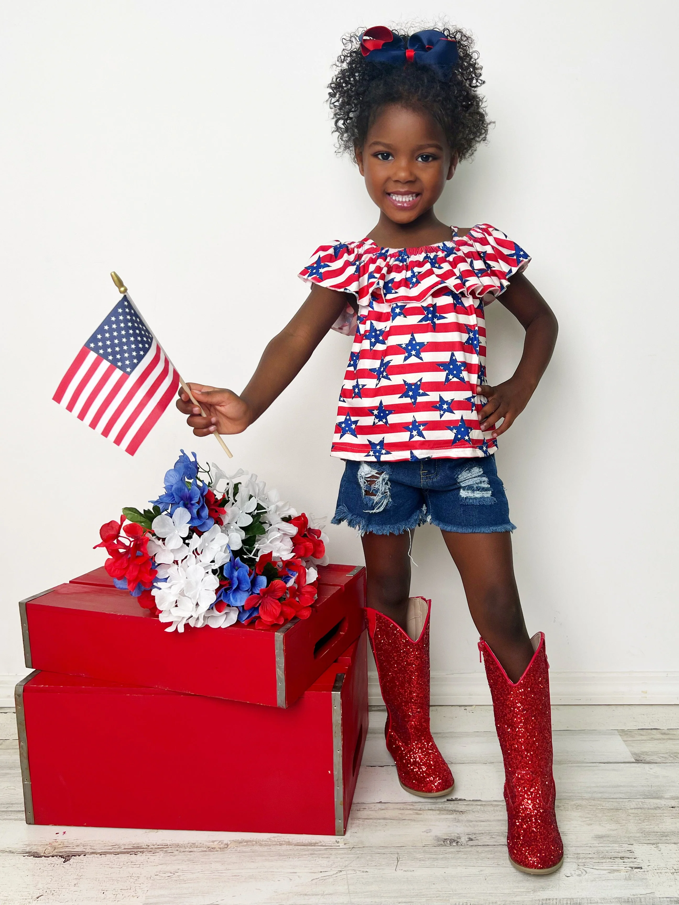 Miss Independence Top and Denim Shorts Set - Image 3