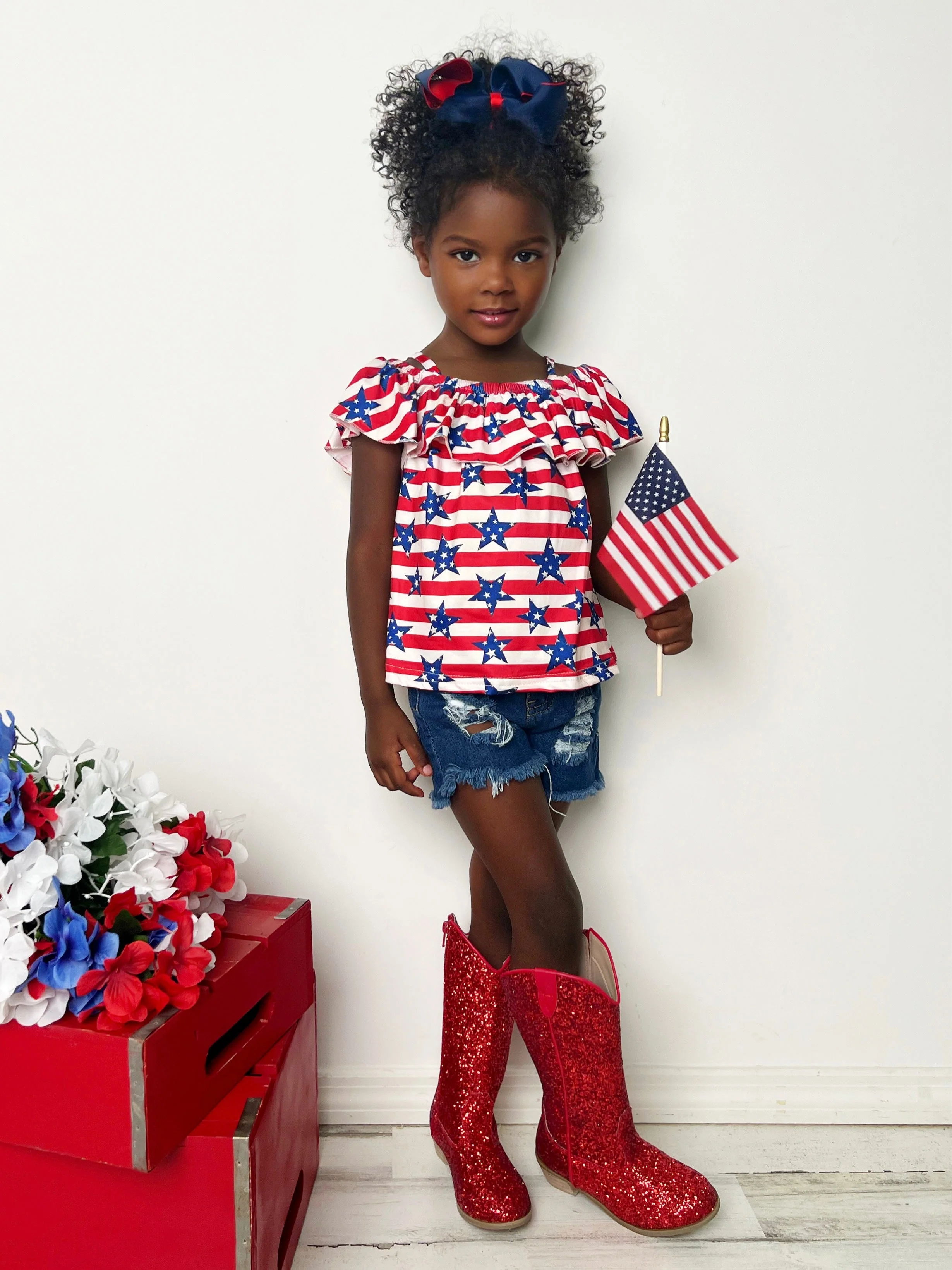 Miss Independence Top and Denim Shorts Set - Image 4