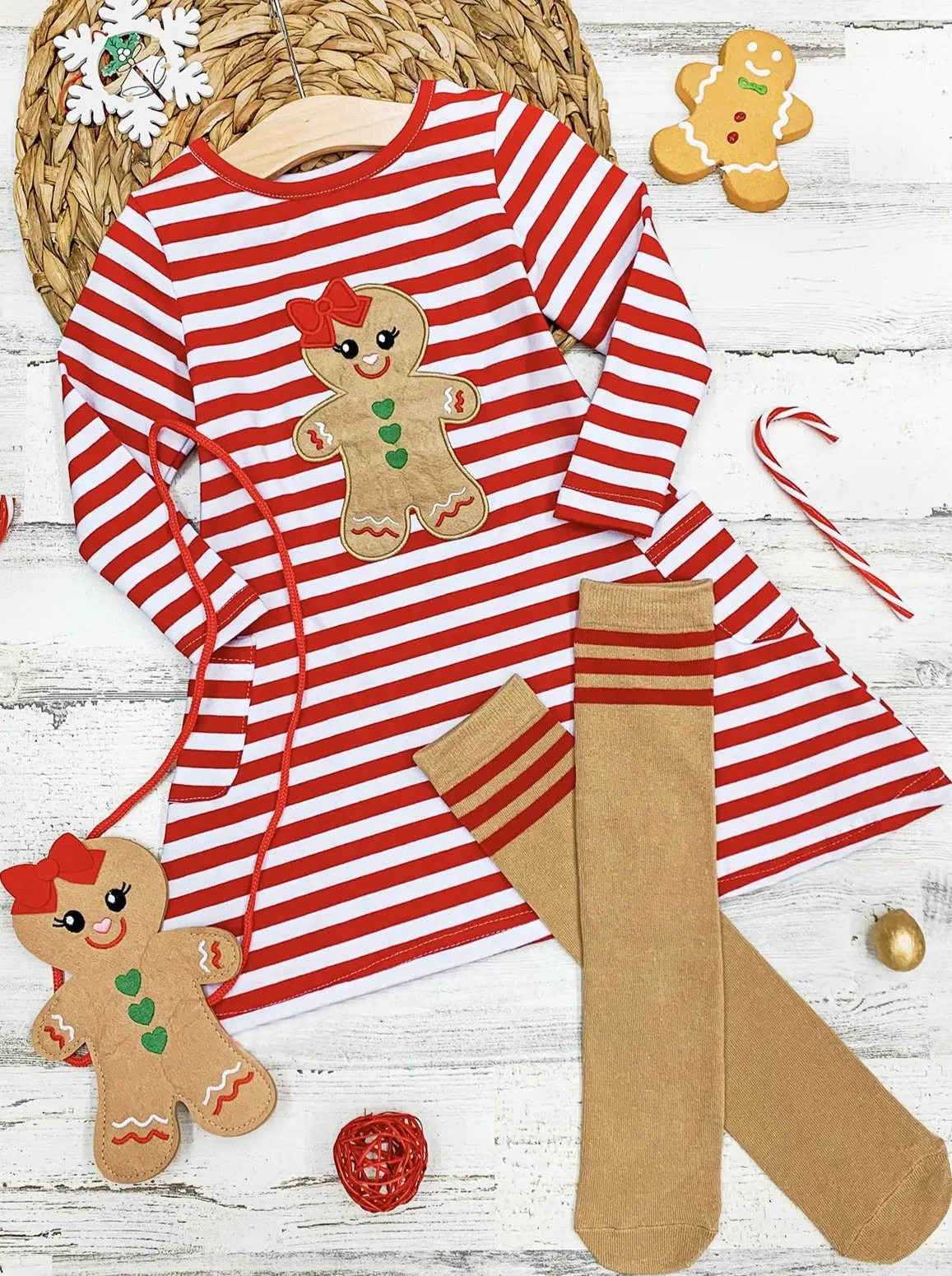 Gingerbread Girl Dress, Purse And Socks Set - Image 2