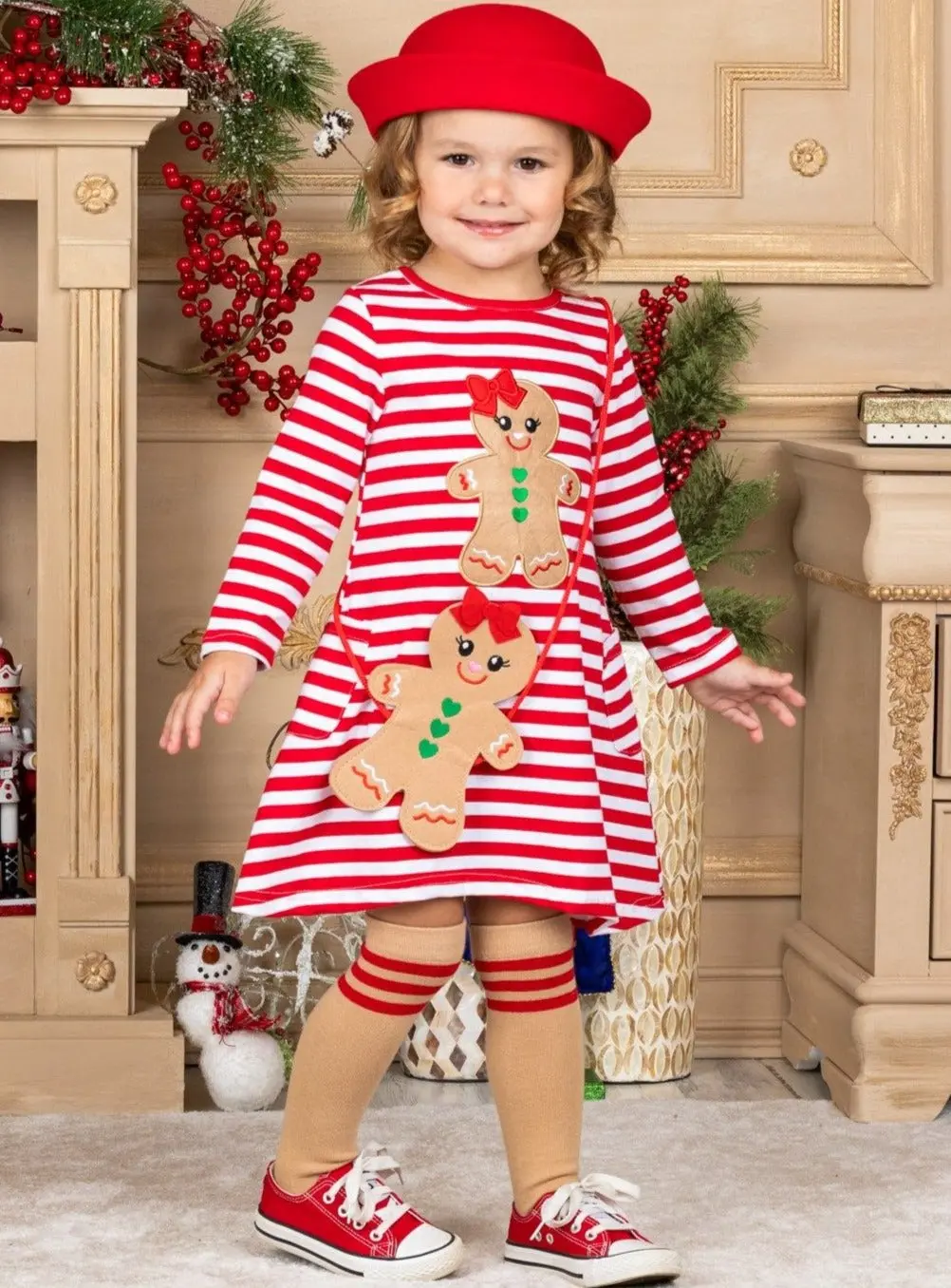 Gingerbread Girl Dress, Purse And Socks Set - Image 3