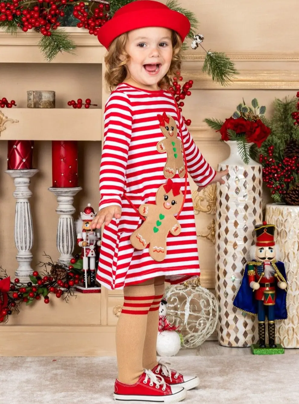 Gingerbread Girl Dress, Purse And Socks Set - Image 4