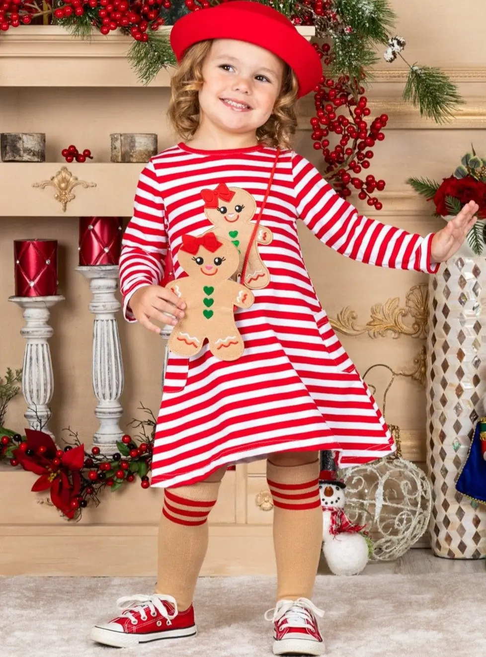 Gingerbread Girl Dress, Purse And Socks Set - Image 5