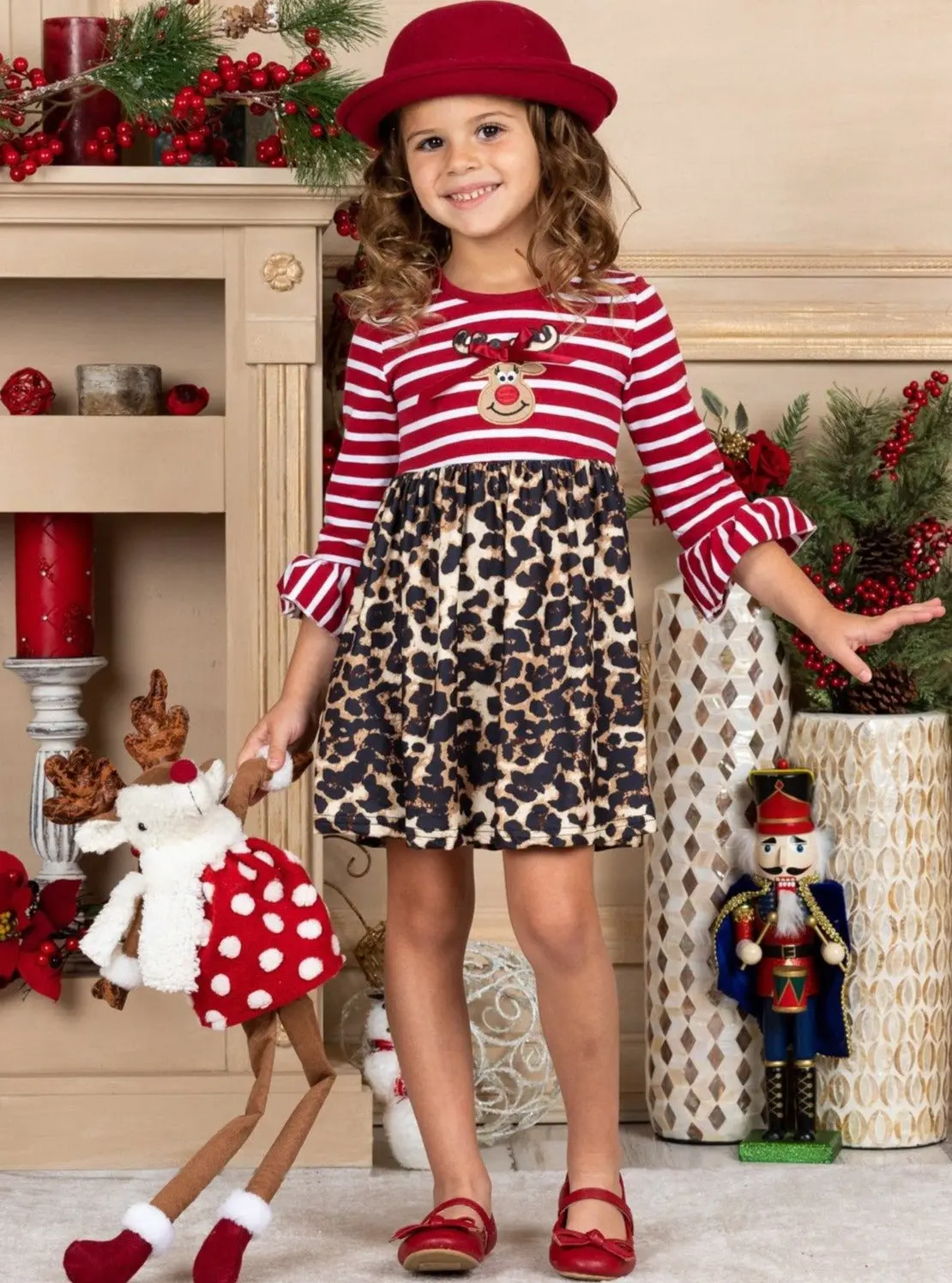 Wild For Rudolph Striped Leopard Print Dress - Image 8