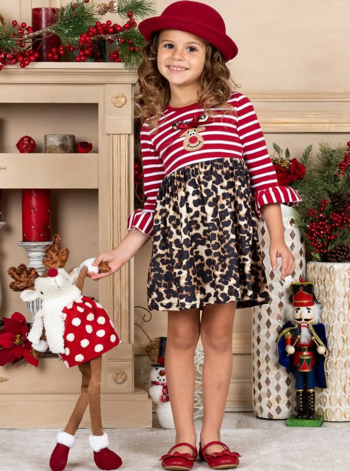 Wild For Rudolph Striped Leopard Print Dress - Image 9
