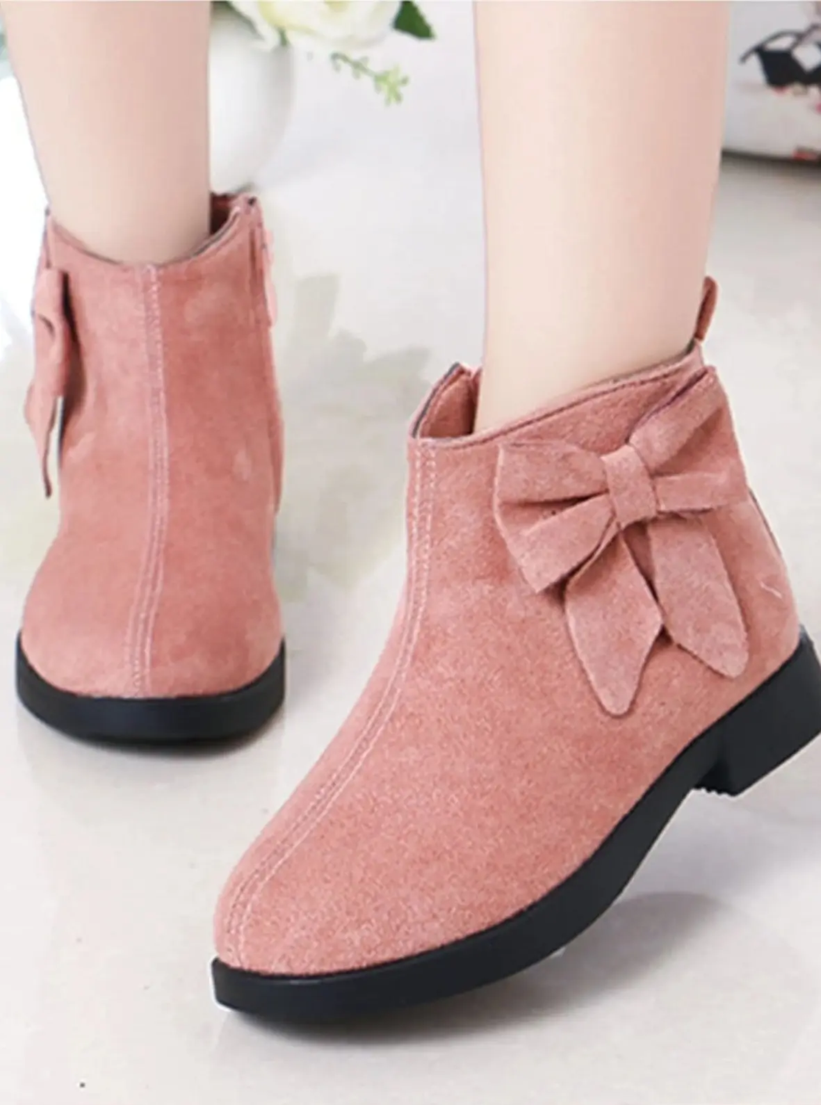 Suede Bow Side Ankle Booties By Liv and Mia - Image 3