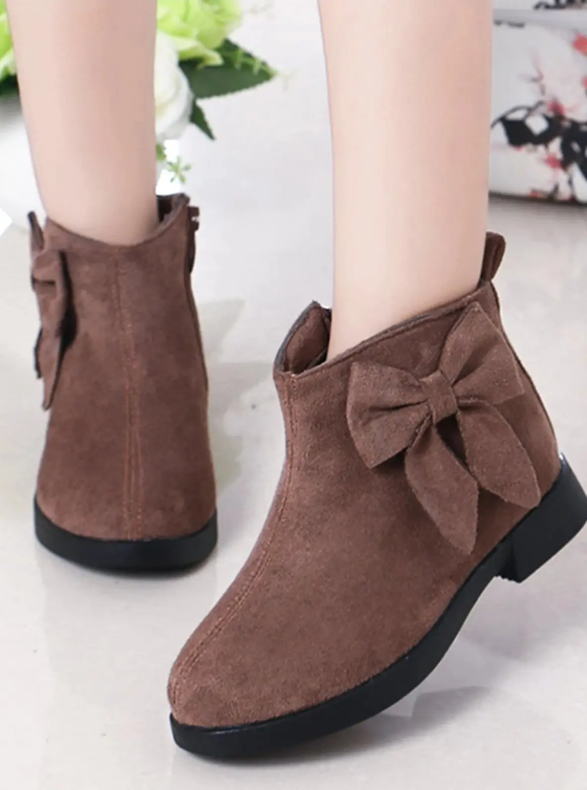 Suede Bow Side Ankle Booties By Liv and Mia - Image 5