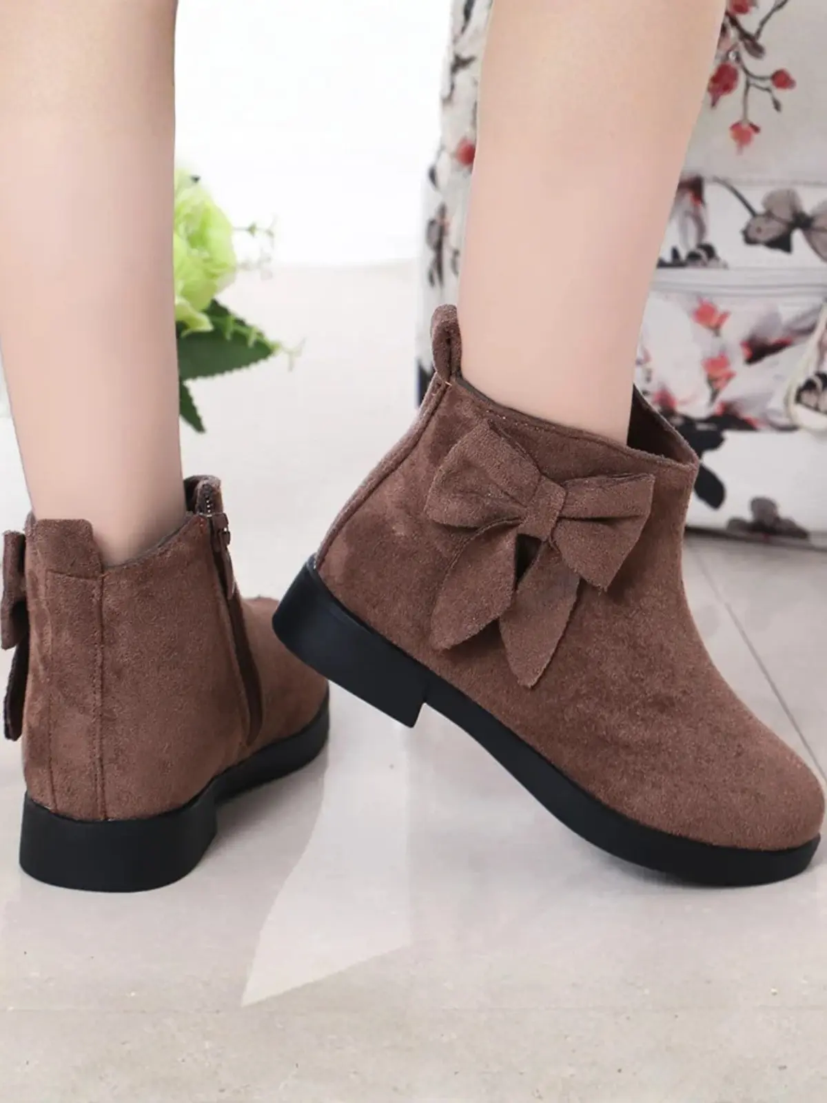 Suede Bow Side Ankle Booties By Liv and Mia - Image 6