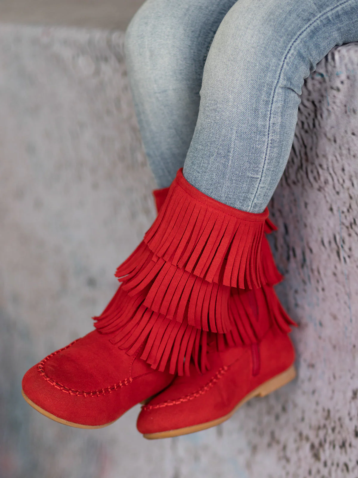 Suede Tiered Fringe Boots By Liv and Mia - Image 3