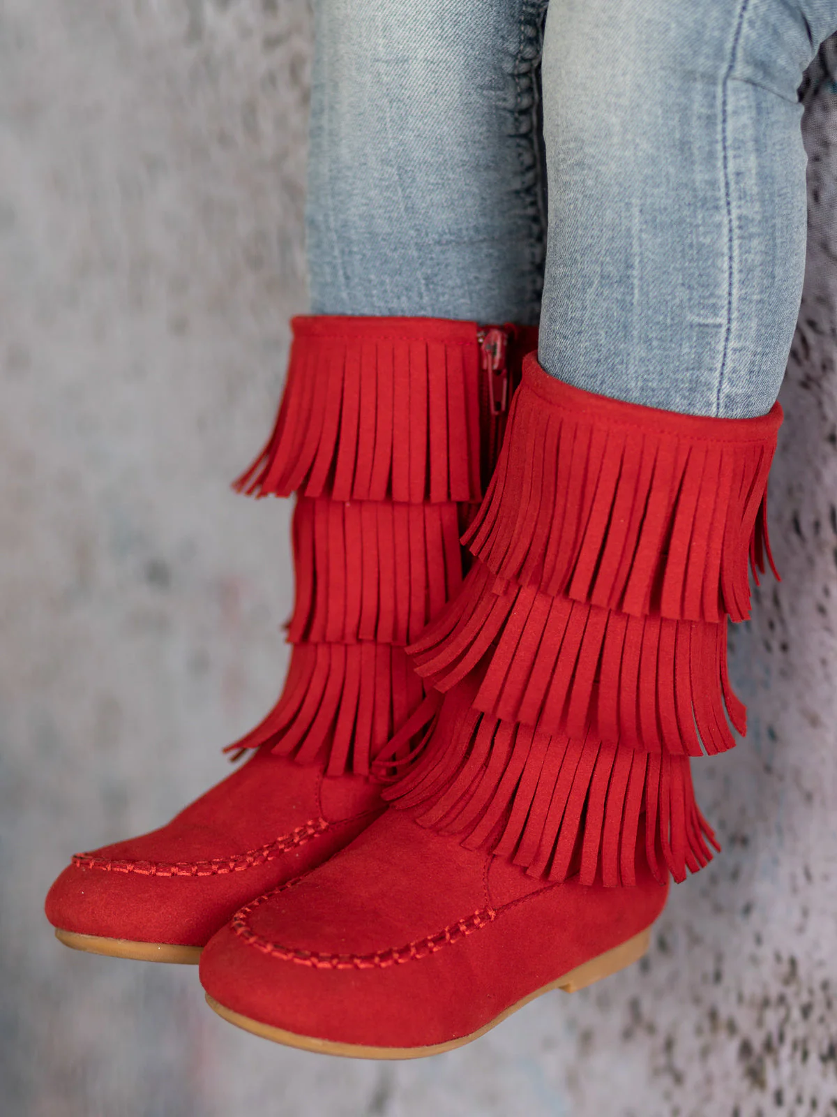 Suede Tiered Fringe Boots By Liv and Mia - Image 4