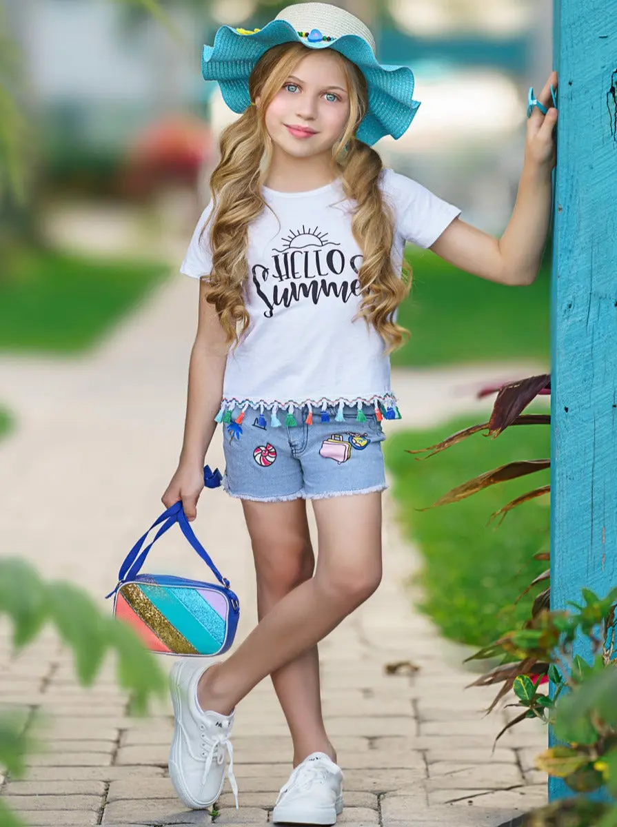 Hello Summer Denim Shorts Set - Image 3