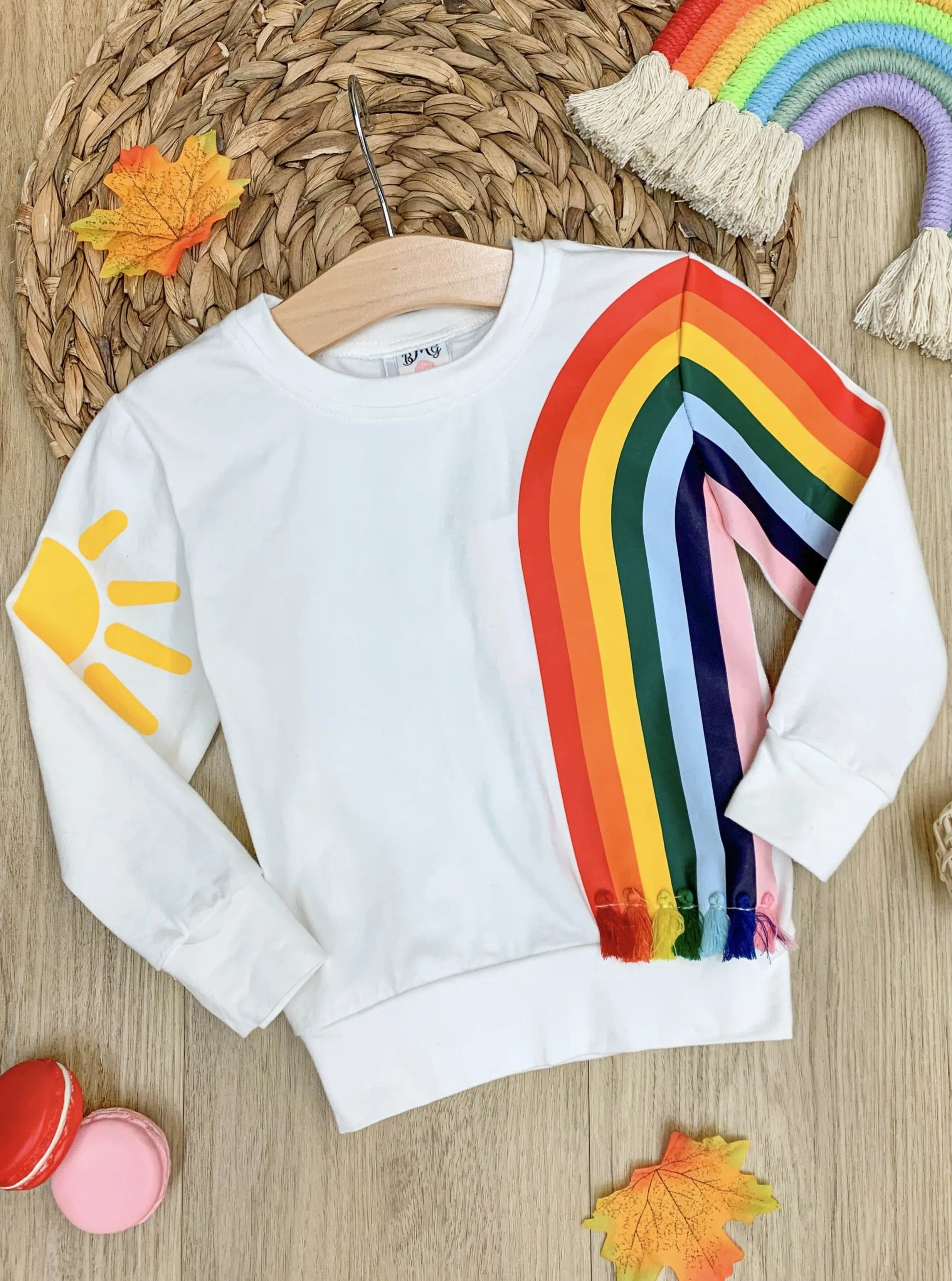 Girls Sun and Rainbow Sweater - Image 4